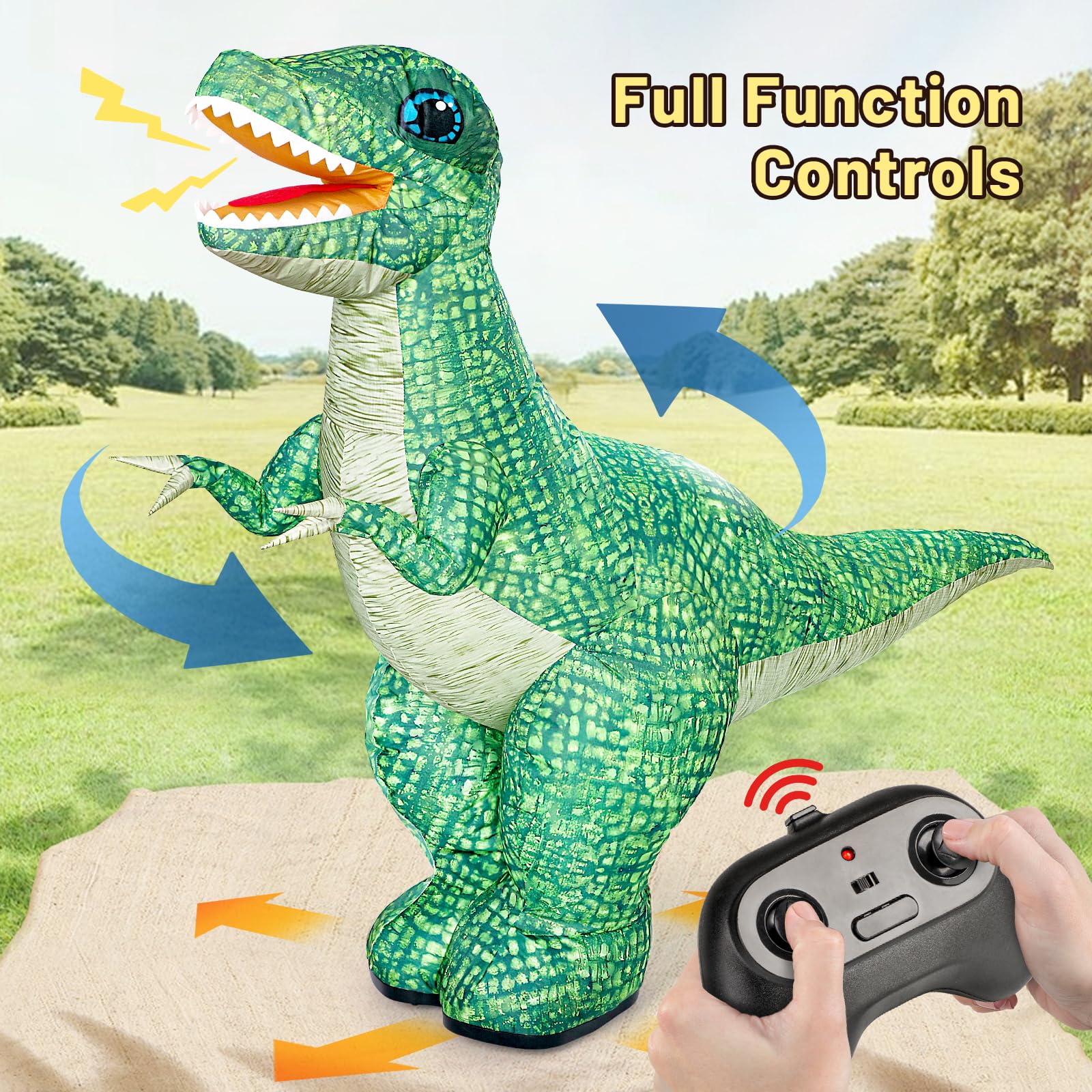 2.4GHz Remote Control Inflatable Dinosaur Toy for Kids - Rechargeable Electric Walking Dinosaur with 360° Rotation, Forward & Backward Movement - Perfect Birthday Gift for Boys Age 6-12 | Indoor & Outdoor Play, STEM Learning Toy, Party Favor