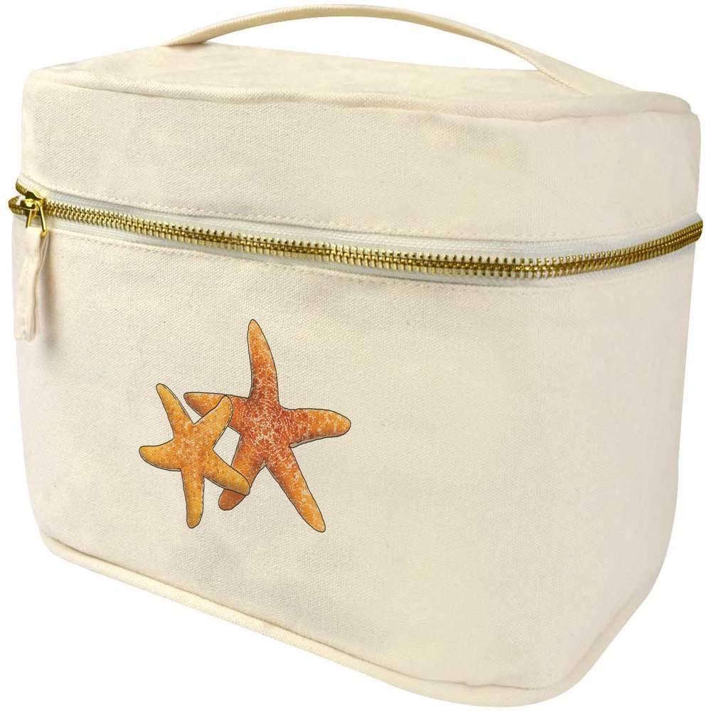 Azeeda 'Starfish' Waterproof Canvas Toiletry Bag & Vanity Case for Travel - Perfect Cosmetic Organizer for Women, Makeup Pouch for Vacation, Gym, Beach Trips (TE00019517)