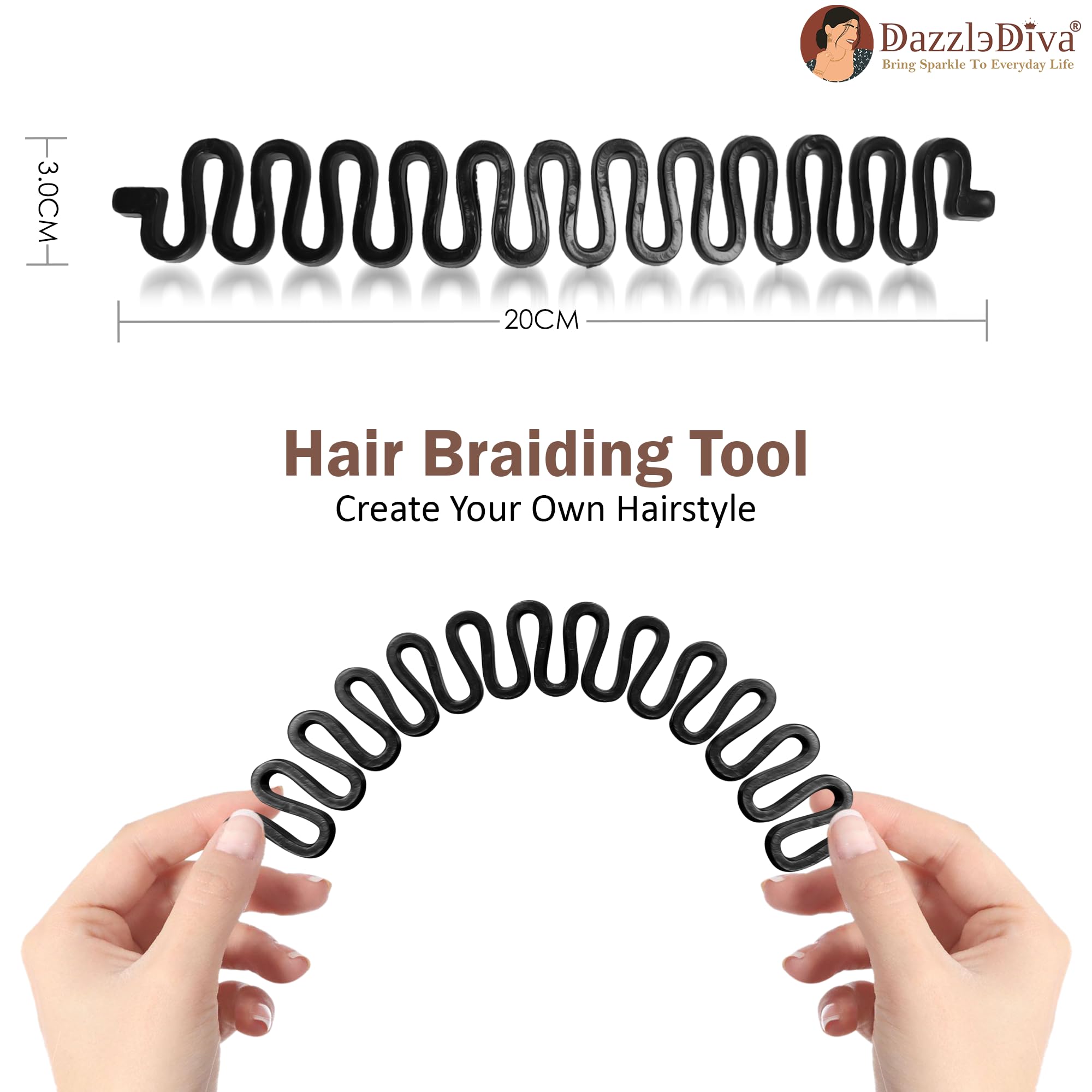 DazzleDiva Hair Braider Tool - Professional Hair Weave & Twist Braid Roller Maker for Women & Girls - 2 Pack Black Hair Styling Accessories | Perfect for Salon, Home Use & Travel Styling