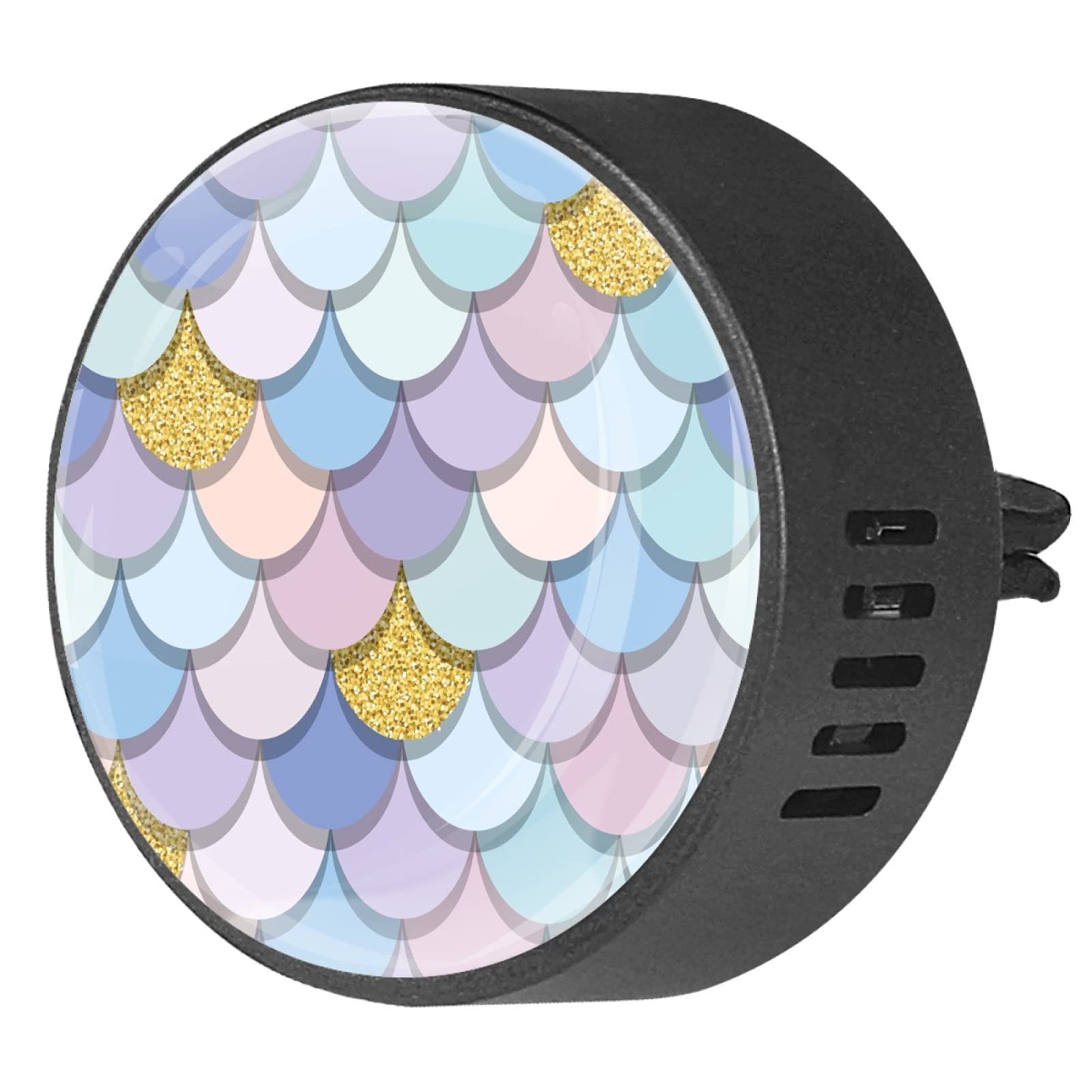 2PCS Aromatherapy Essential Oil Diffuser Necklace - Portable Car Air Freshener Pendant with Vent Clip for Car, Office, Home & Bathroom - Mermaid Blue, Golden & Purple LED Light - Perfect for Stress Relief, Meditation & Aromatherapy Sessions