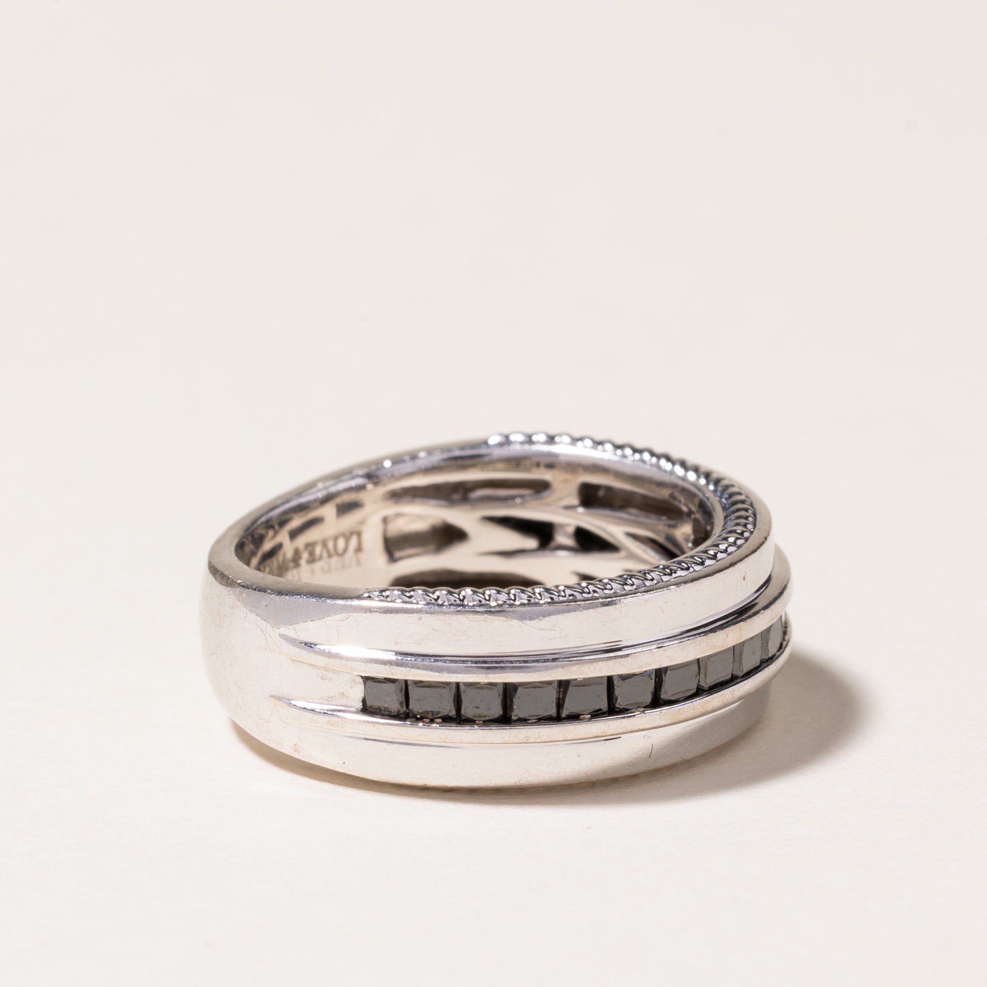 Vera Wang Semi Eternity Black Diamond Wedding Band Ring - 1.00 Carat Total Weight (CTW) | Size 6.75 | Elegant Black Diamond Jewelry for Women | Perfect for Engagement, Anniversary & Special Occasion Gifts