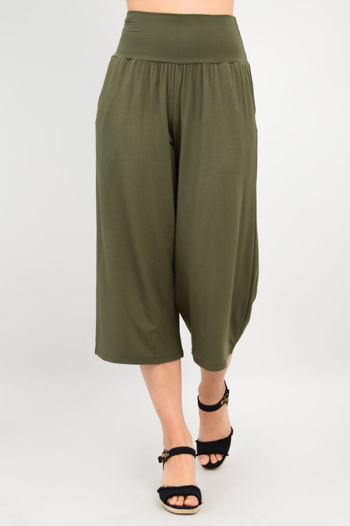 Gaylene Capri Pants for Women - Khaki Bamboo Stretch Comfort Fit - Perfect for Casual Wear, Travel & Summer Outfits