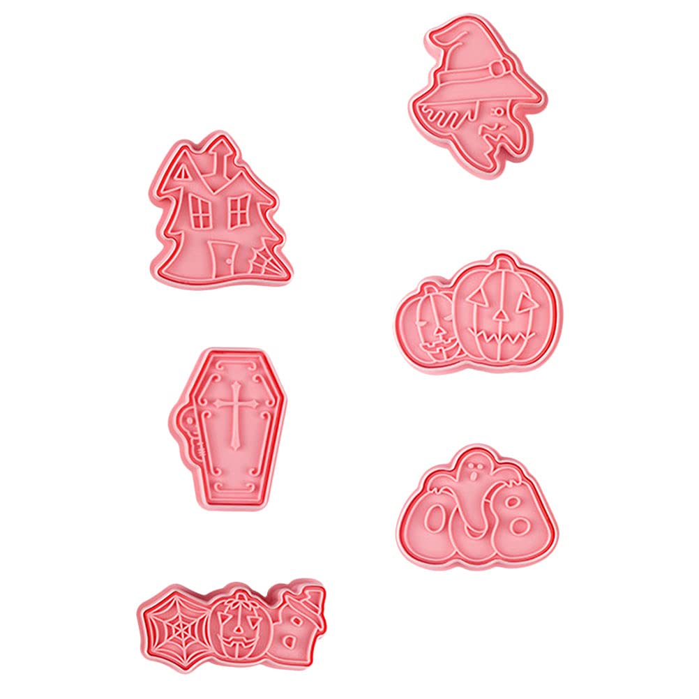 6-Piece Halloween Cookie Cutters Set - Pumpkin, Ghost & Bat Shapes - Durable PP Plastic Biscuit Molds for DIY Baking - Perfect for Halloween Party Treats, Classroom Activities & Holiday Baking Gifts