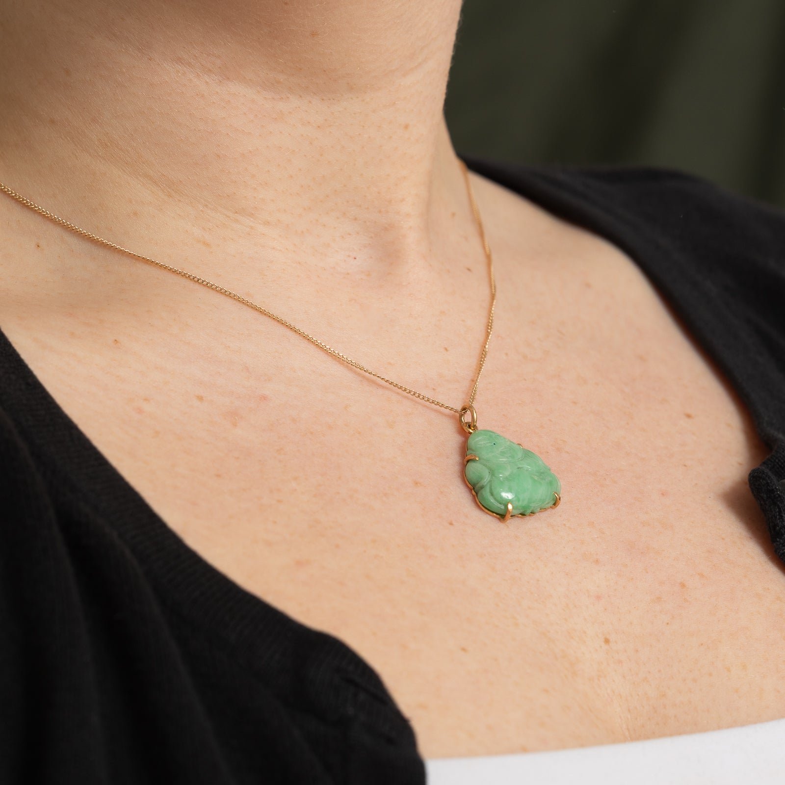 Natural Jadeite Buddha Pendant Necklace - 22.00 Carat Certified Green Jade Meditation Jewelry for Spiritual Protection & Good Luck | Perfect for Yoga, Meditation & Buddhist Gifts