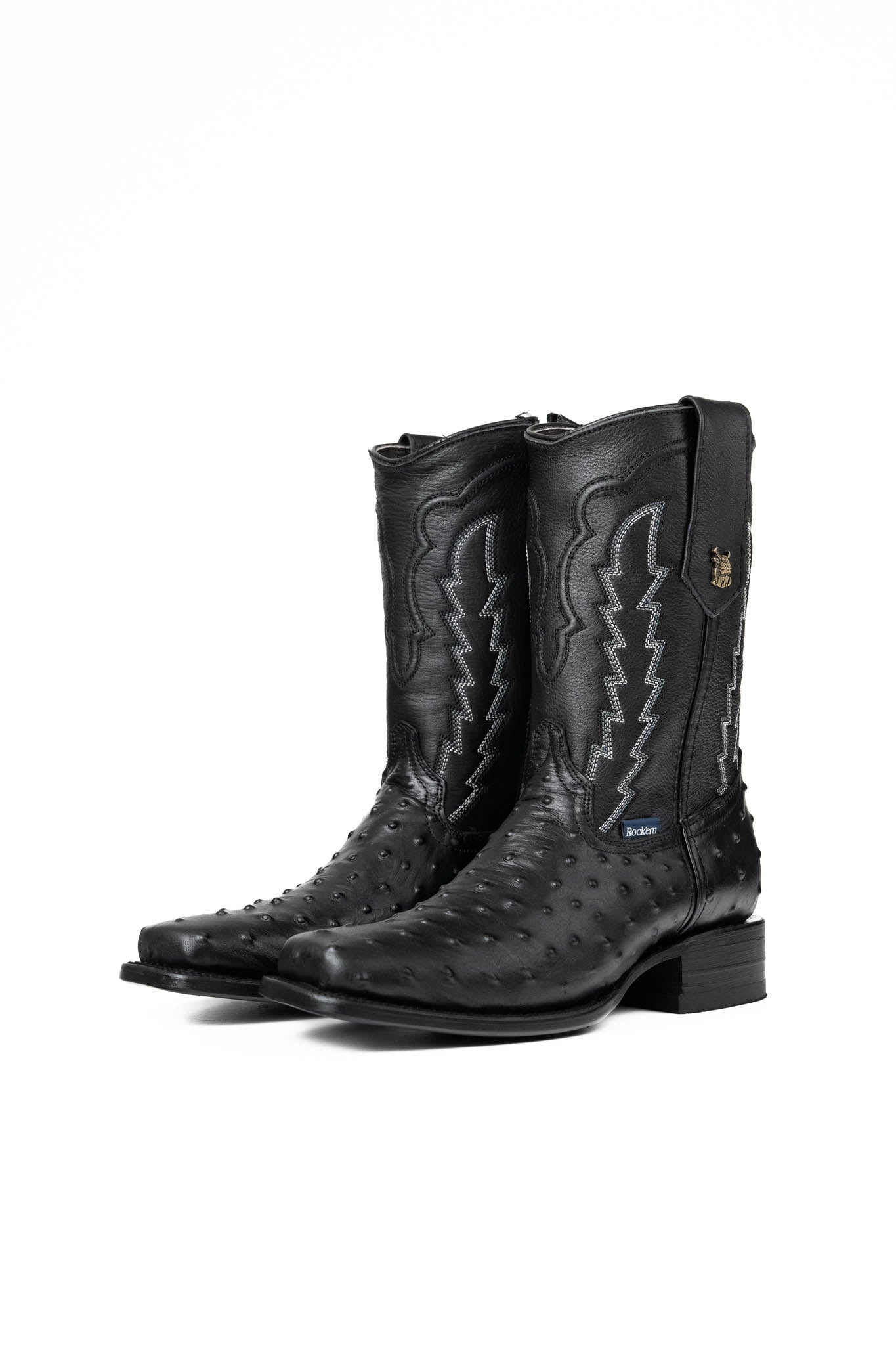 Stylish Ostrich Leather Cowboy Boots with Zipper for Men & Women - Perfect for Rodeo, Western Fashion & Country Events