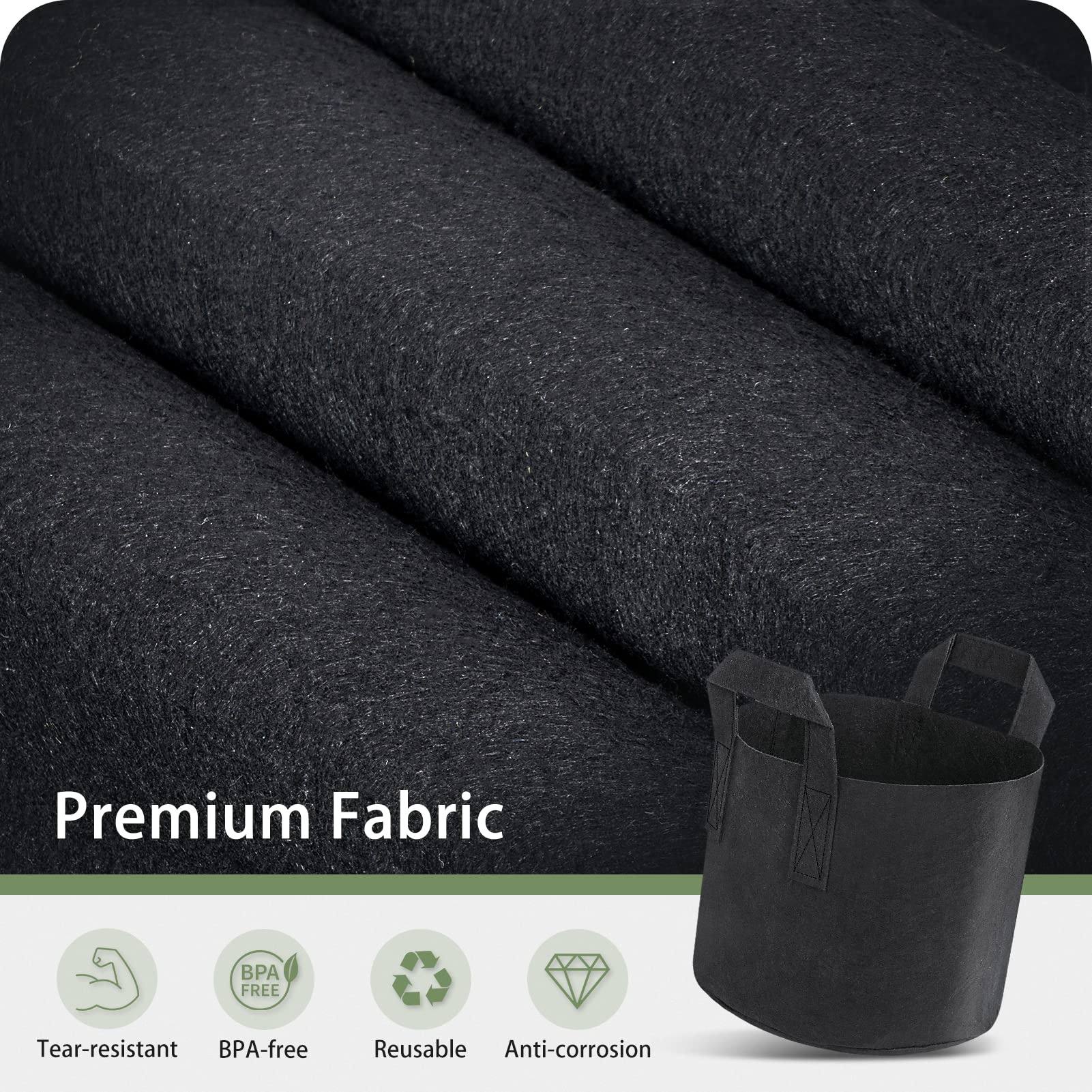 GreatBuddy 1 Gallon Grow Bags 6-Pack - Thick Fabric Plant Pots with Sturdy Handles & Reinforced Stitching - Includes Free Labels (Black) - Ideal for Indoor/Outdoor Gardening, Vegetables, Herbs & Flowers