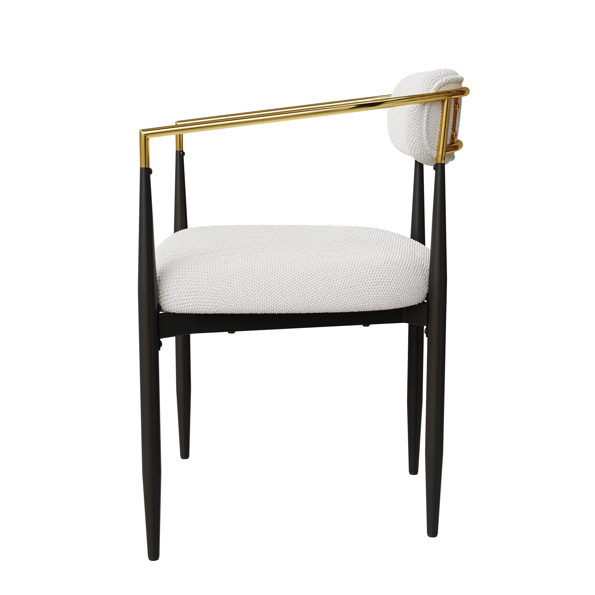 Set of 2 White Medieval Modern Dining Chairs - Teddy Velvet Upholstery with Metal Legs, Easy Assembly for Kitchen, Home & Office | Perfect for Small Spaces, Breakfast Nooks & Contemporary Dining Areas