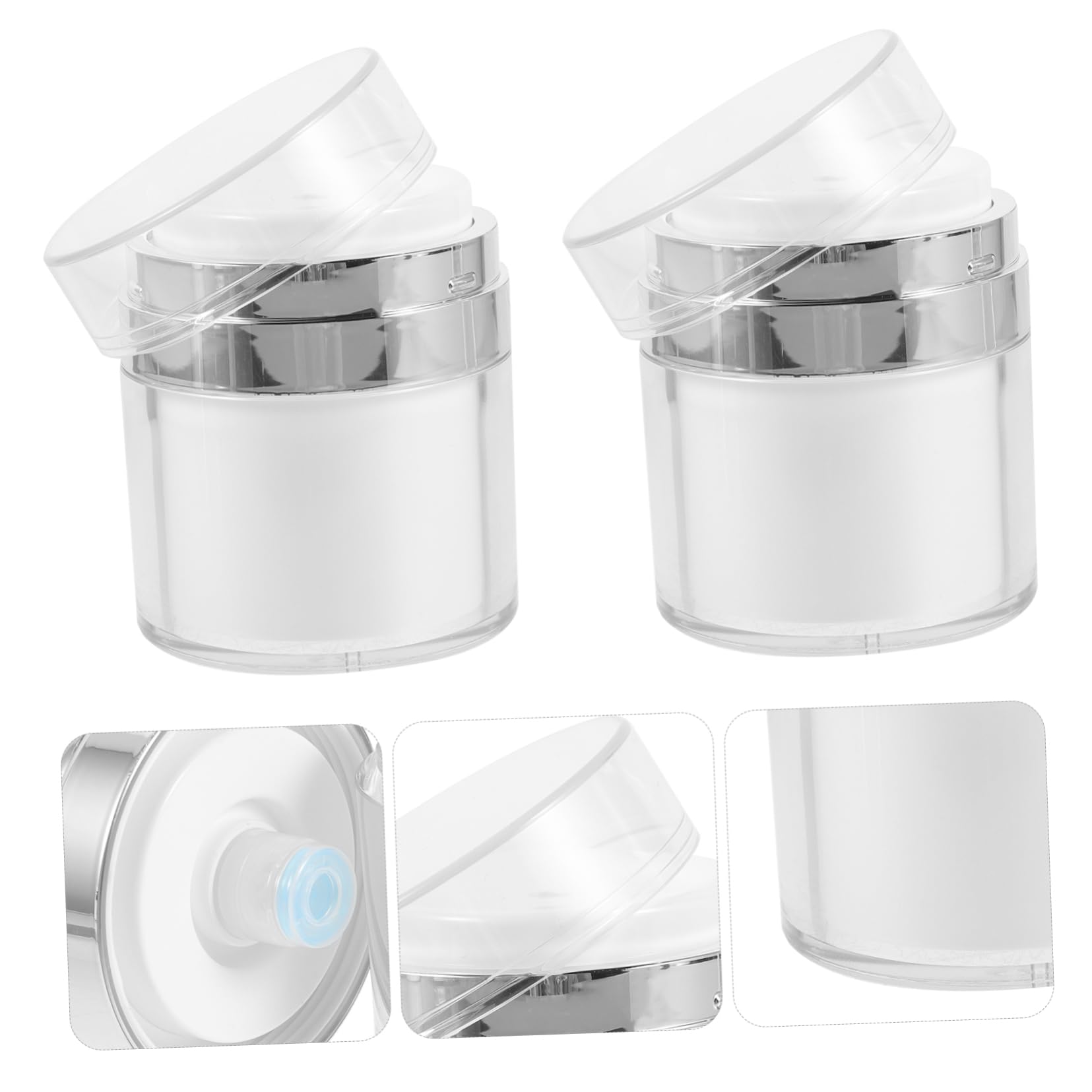 Minkissy 2-Pack 50ML Refillable Airless Pump Bottles - Vacuum Press Face Cream Jars for Lotion, Foundation & Cosmetics | Travel-Friendly Leak-Proof Makeup Containers | Perfect for Skincare, Makeup Storage & Travel Essentials