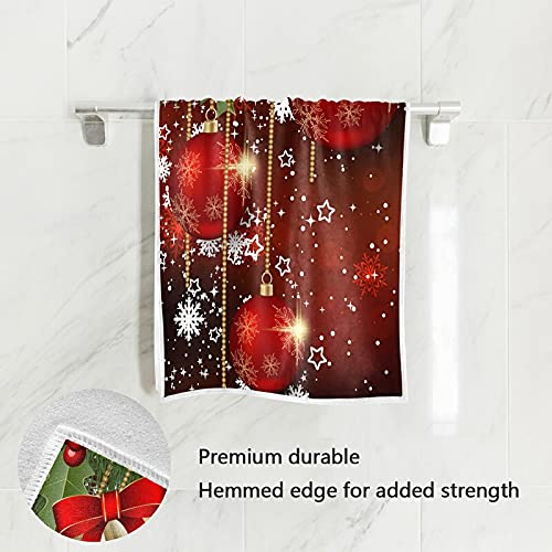 Premium Red Christmas Hand Towels - Soft Holiday Snowflake Washcloths (30x15 Inches) for Kitchen, Bathroom, Guest Hotel & Spa Decor - Perfect for Winter Home Decor, Holiday Parties & Festive Gifting