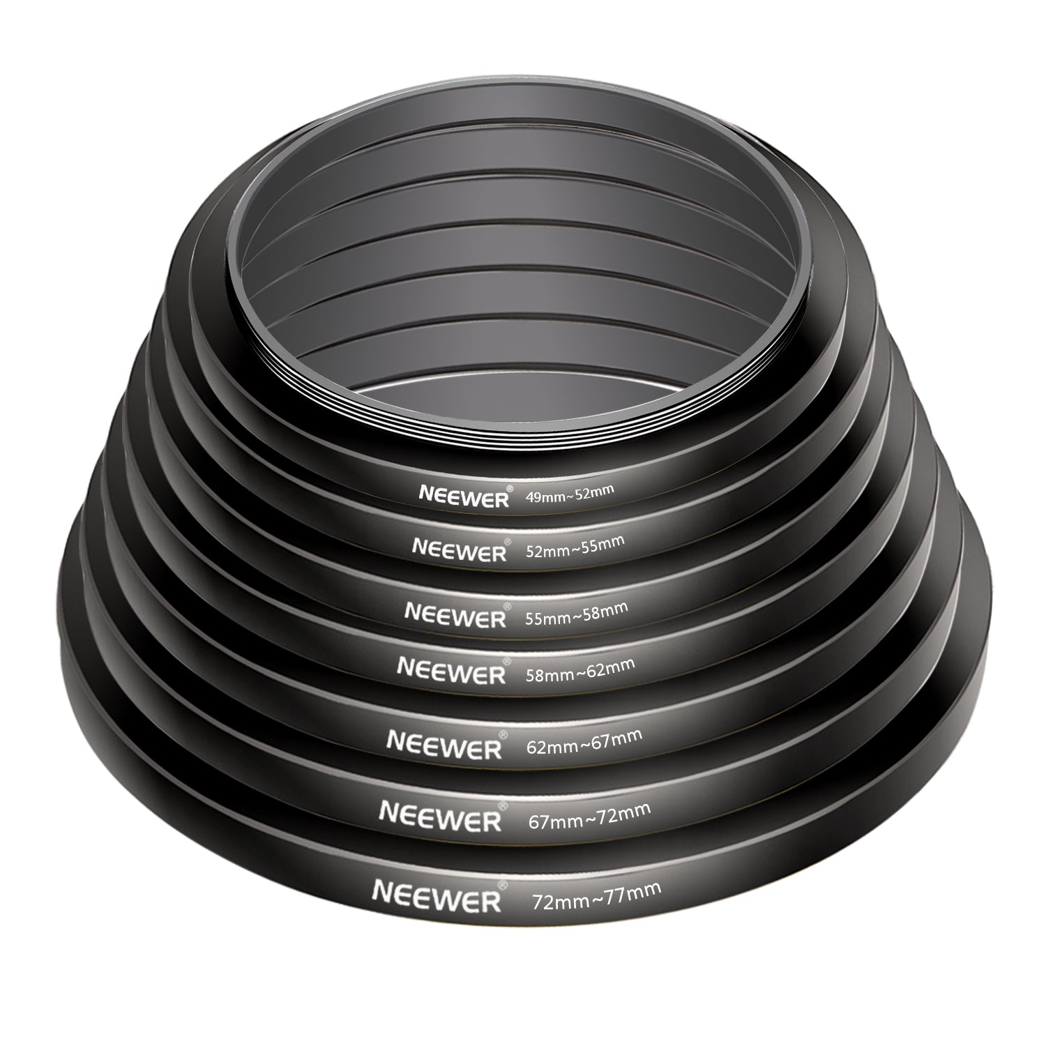 NEEWER 7-Piece Step-Up Lens Filter Adapter Rings Kit for DSLR & Mirrorless Cameras - Perfect for Photography, Videography & Outdoor Shooting