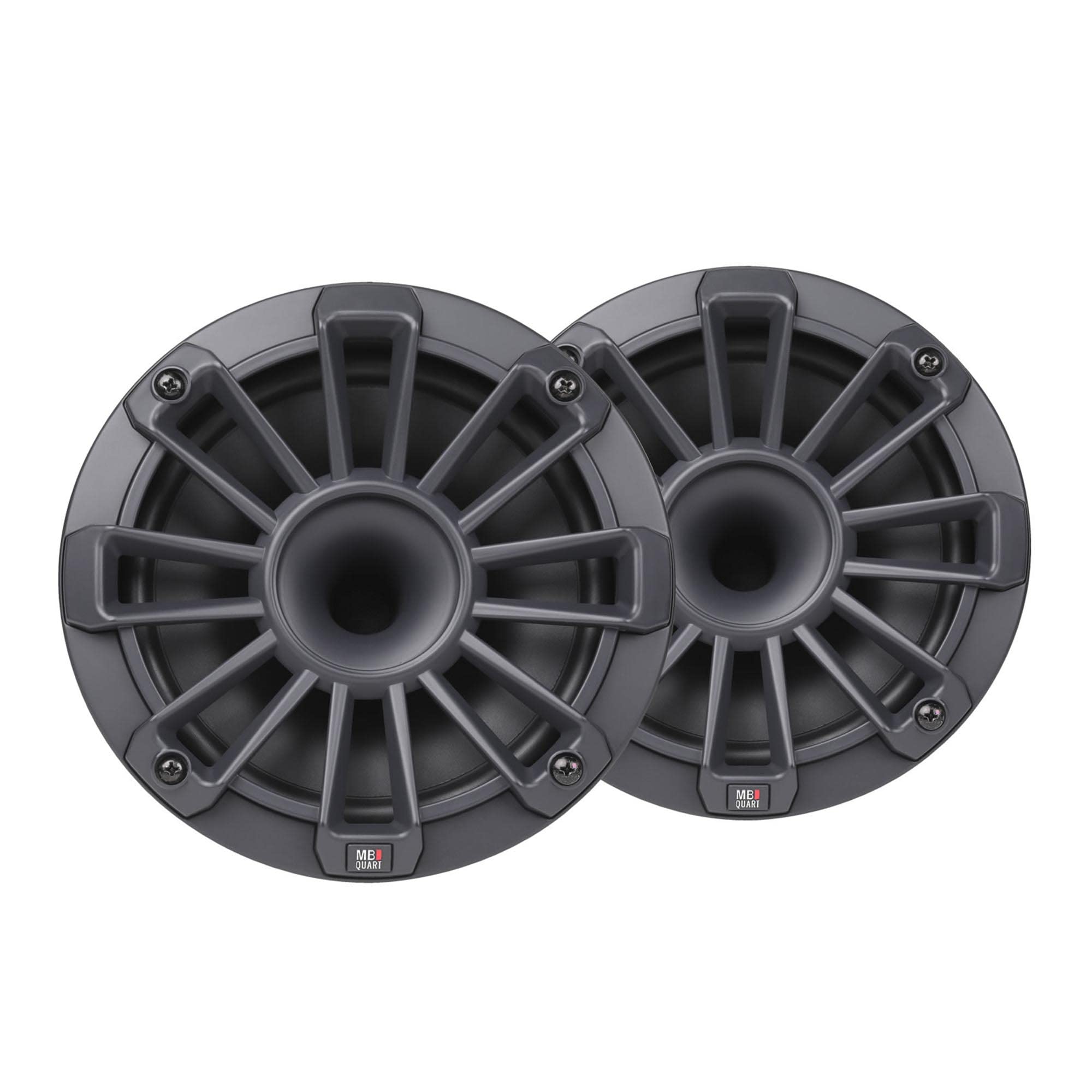 MB Quart NH2-116 Nautic 6.5 Inch Marine Speakers with Compression Horn - Waterproof Boat Audio System (Black/Silver/White Grills Included) - Perfect for Yachts, Speedboats & Outdoor Marine Entertainment
