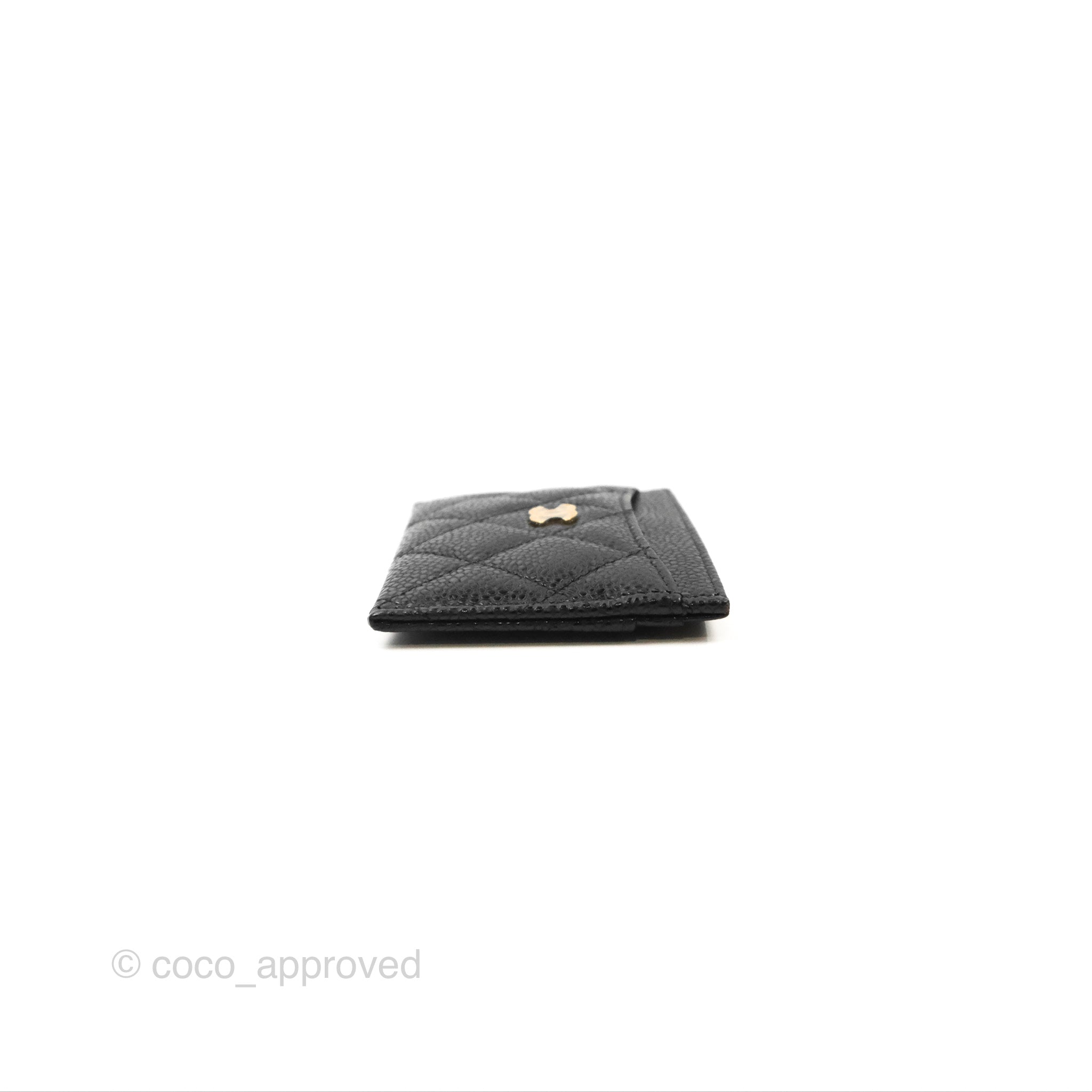 Chanel Classic Flat Card Holder in Black Caviar Leather with Gold Hardware - Luxury Compact Wallet for Everyday Use & Travel
