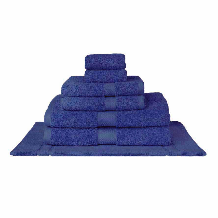 Premium 100% Combed Cotton Bath Towel Set - 7 Piece Royal Blue Luxury Towels for Spa, Hotel & Home Use | Soft & Absorbent Bathroom Essentials