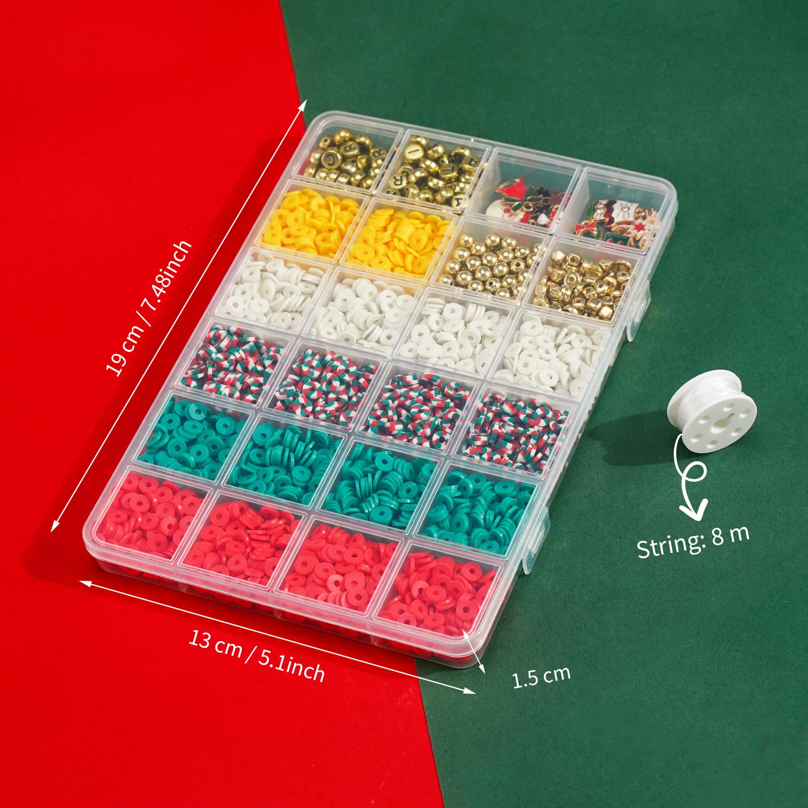 Gionlion Christmas Clay Beads Bracelet Making Kit - Golden Beads & Charms for DIY Jewelry, Christmas Crafts & Decorations - Perfect Holiday Gift for Teen Girls Ages 6-12 (Great for Christmas Parties, Stocking Stuffers & Craft Projects)