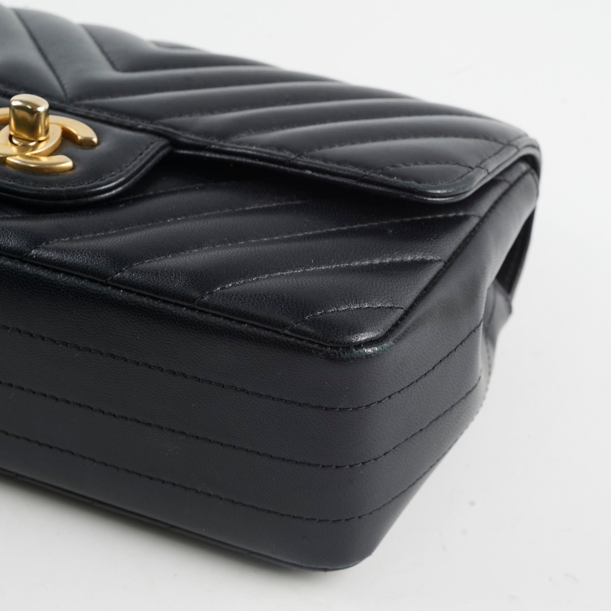 Chanel Chevron Mini Rectangular Black Leather Flap Bag - Luxury Designer Handbag for Women, Perfect for Parties, Dates & Evening Events