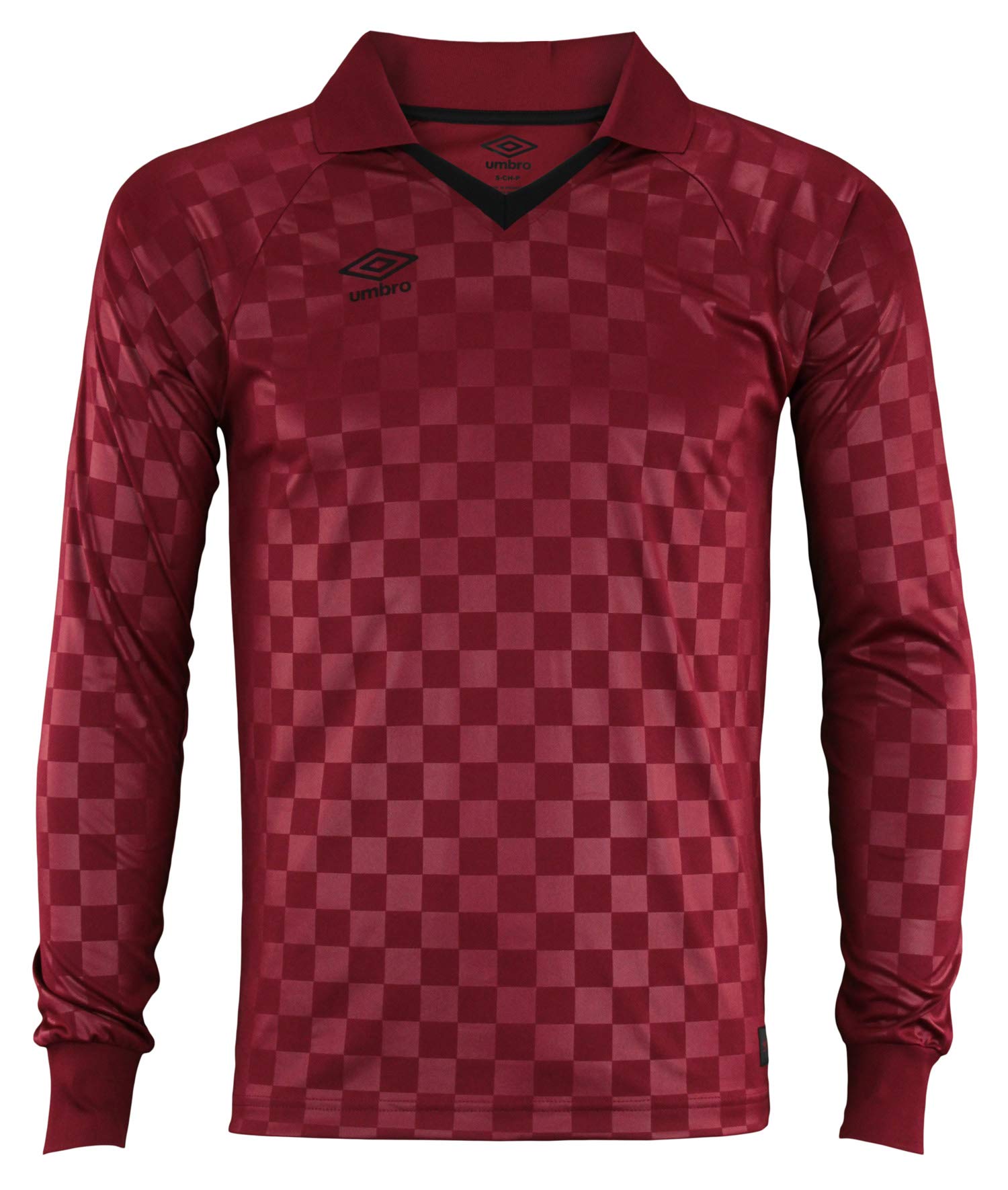 Umbro Men's Checker Long Sleeve Maroon/Black Beauty Size T-Shirt - Casual Wear, Sports & Street Fashion