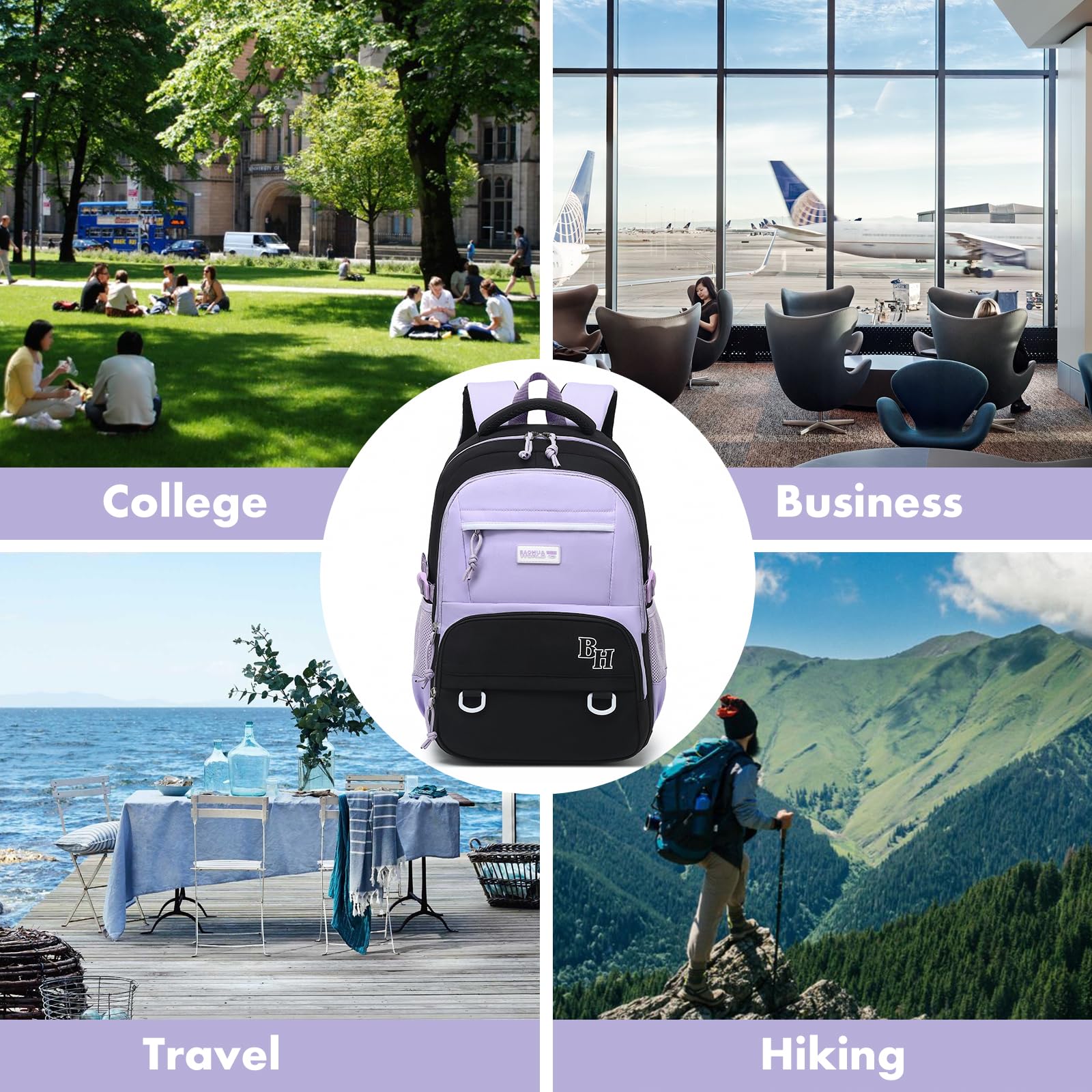Best CAMTOP School Backpack for College - 15.6 Inch Laptop Backpack with USB Charging Port, Water Resistant Bookbag for Women & Girls - Perfect for School, Travel, Work & Daily Commute