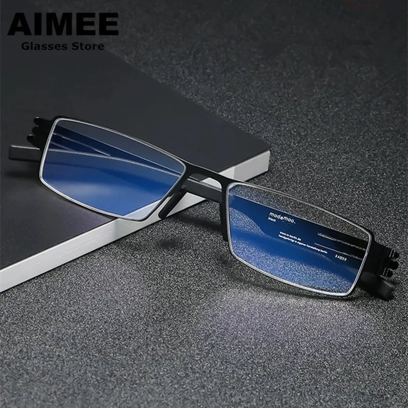 Aimee Women's Full Rim Square Screwless Steel Eyeglasses Frame 91134 - Lightweight & Durable for Office, Reading & Everyday Use