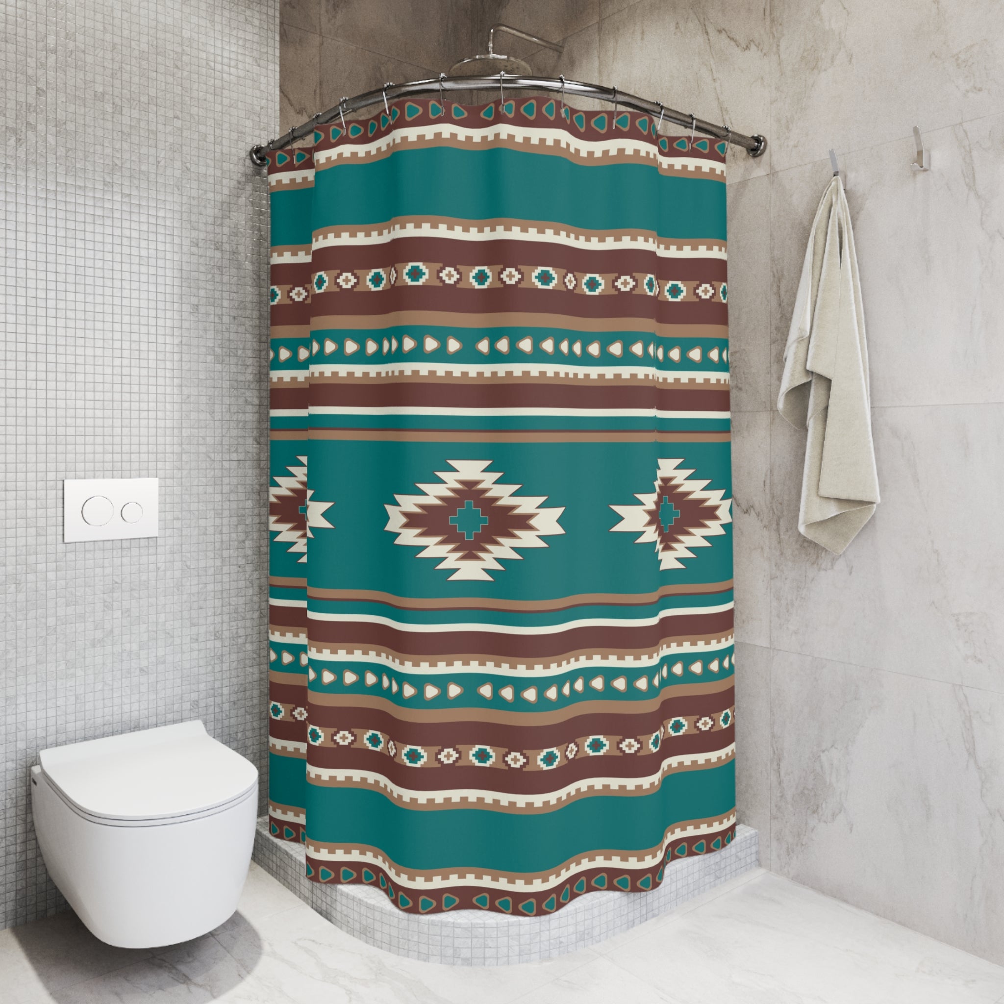 Southwestern & Midwest Style Fabric Shower Curtain - Waterproof Bathroom Decor for Rustic Home Decor | Perfect for Farmhouse, Cabin & Boho Bathrooms