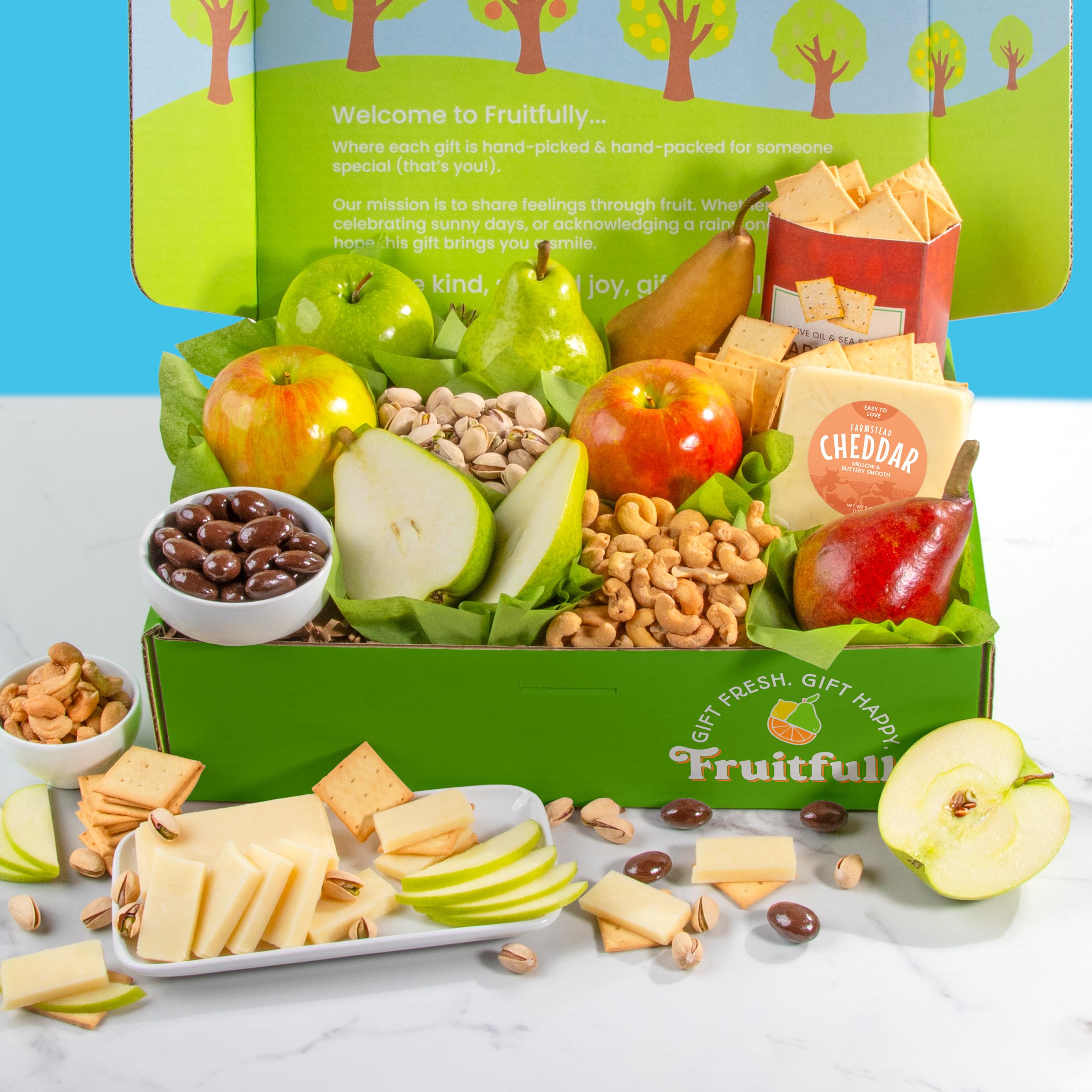 Premium Deluxe Fruit & Cheese Gift Box - Perfect Pairings for Holidays, Parties & Corporate Gifting | Gourmet Food Basket with Artisanal Treats