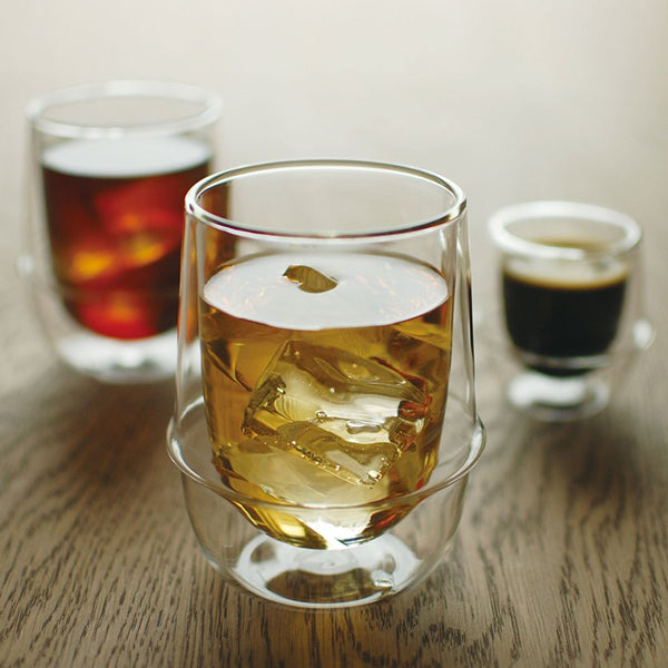 Kinto Kronos Double Wall Insulated Glass Coffee Mug - Perfect for Hot & Cold Drinks at Home, Office, or Travel