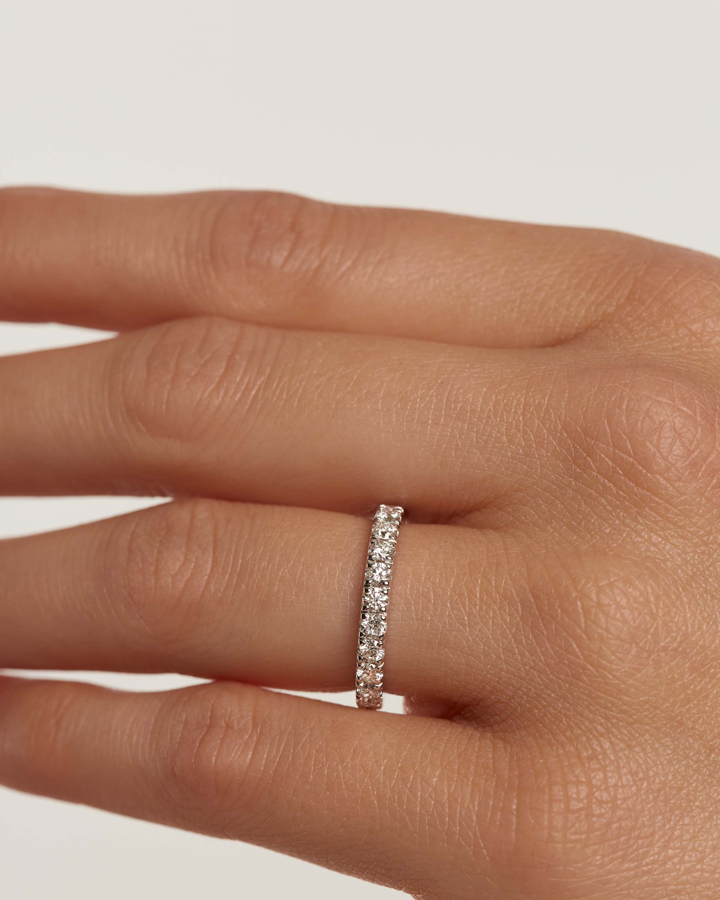 Diamond & White Gold Eternity Wedding Band Ring for Women - Elegant Bridal Jewelry, Anniversary Gift, Promise Ring for Her - Perfect for Engagement, Proposals & Special Occasions