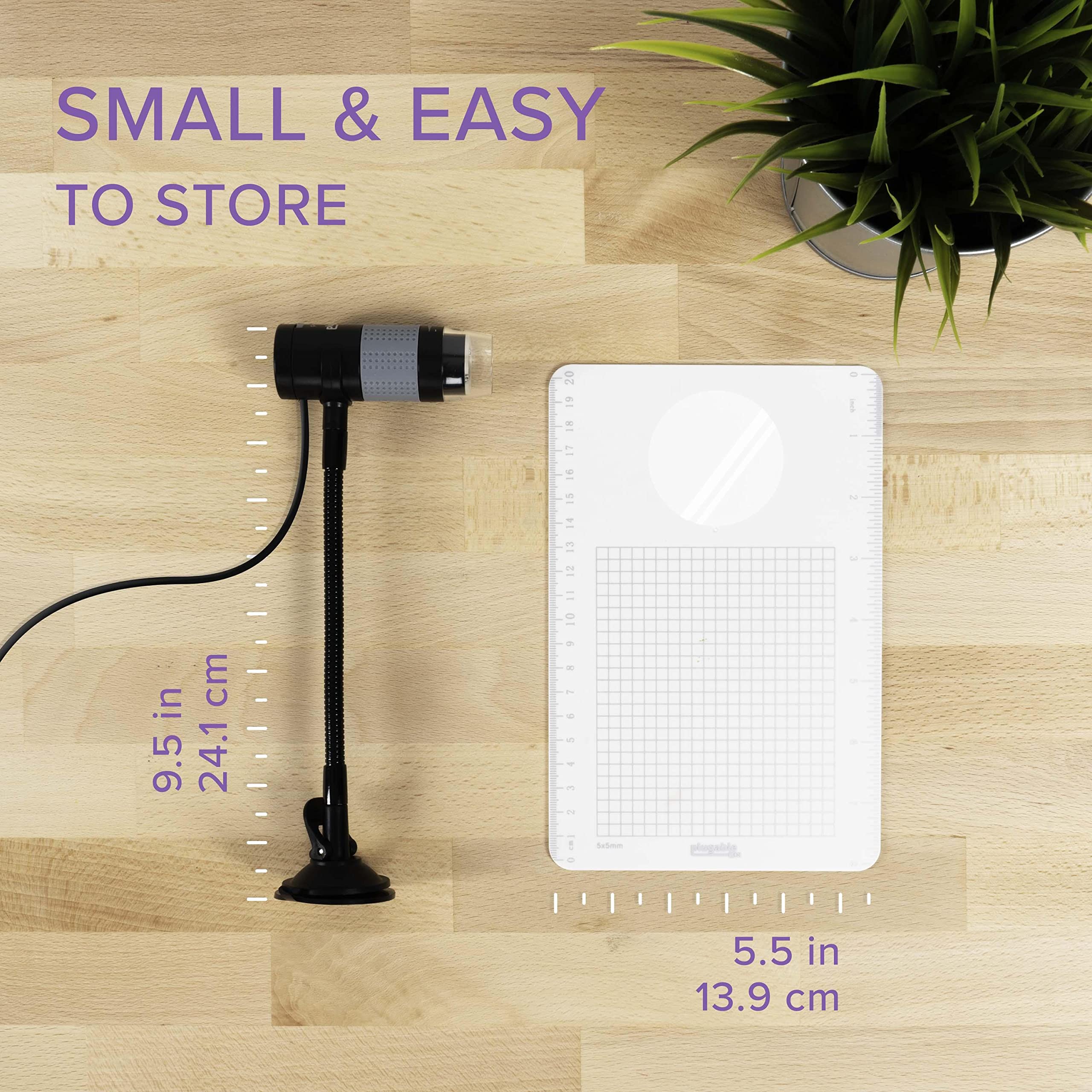 Plugable USB Digital Microscope with Flexible Arm Stand - 2MP, 250x Magnification - Compatible with Windows, Mac, ChromeOS, iPad, Android & Linux - Perfect for Coin Collecting, Jewelry Inspection & Science Education