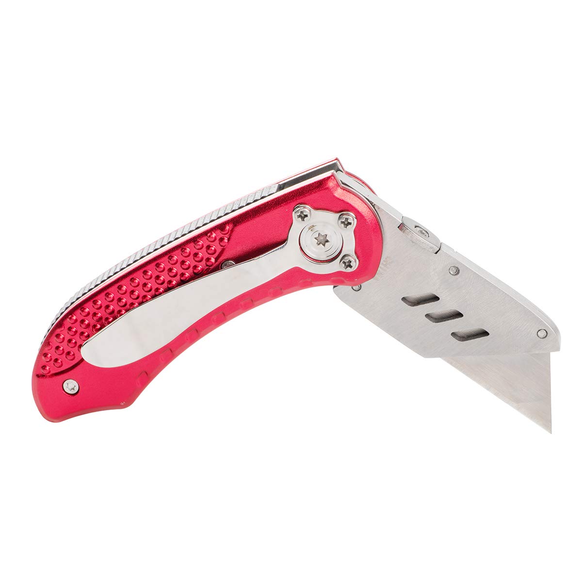 Heavy Duty Folding Utility Knife with Belt Clip - Compact Pocket Knife for Camping, Hiking, Outdoor Survival & Everyday Carry (Red)