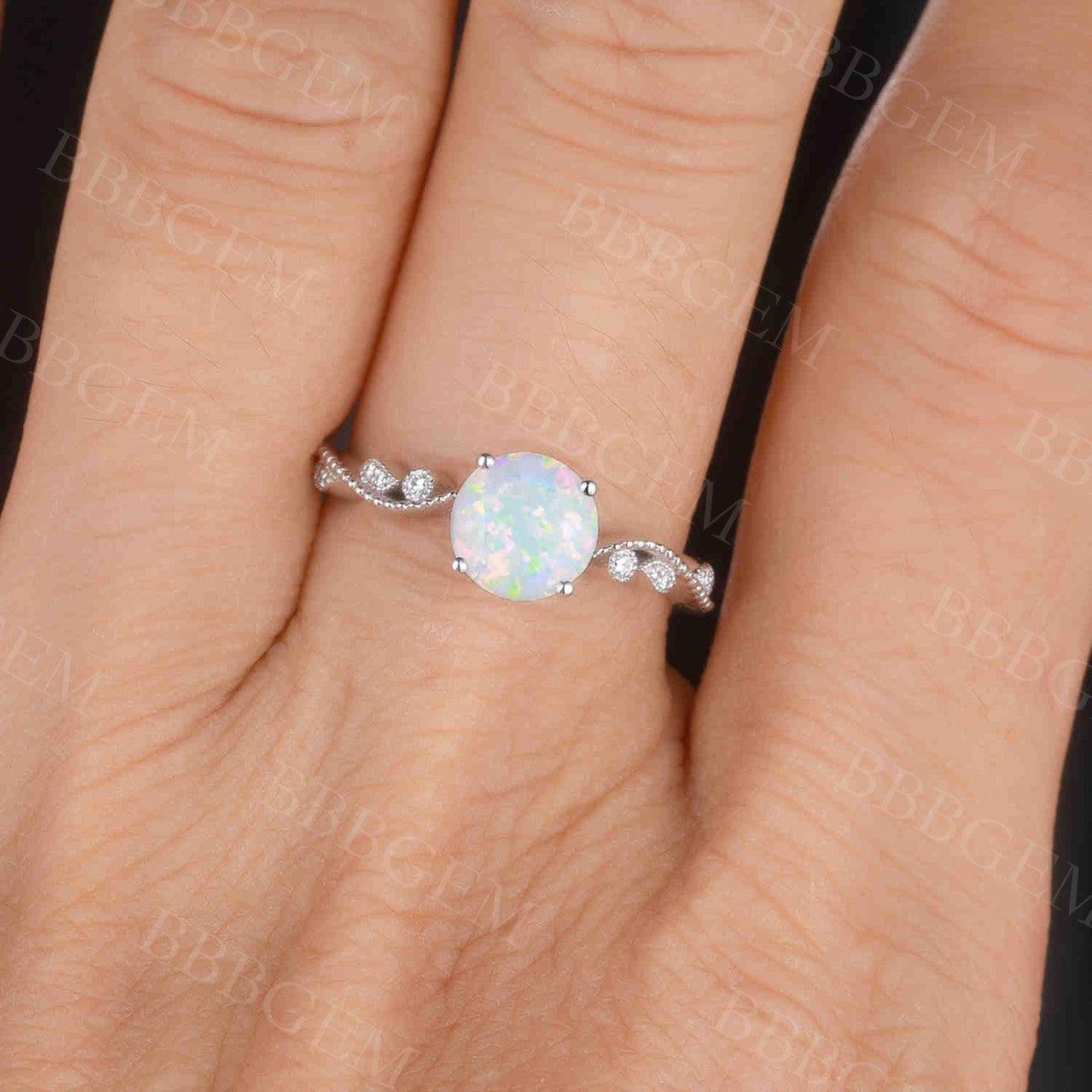 14K/18K Gold Opal Diamond Engagement Ring for Women - Bezel Set Solitaire Ring - Perfect for Proposals, Anniversaries & Special Occasions
