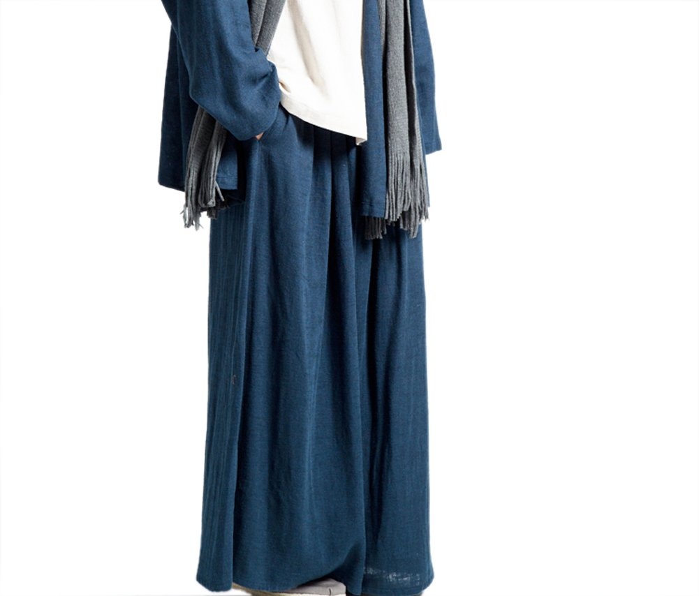 Men's Blue & Coffee Wide Leg Casual Loose Pants - Comfortable Stretchy Lounge Pants for Home, Work & Travel