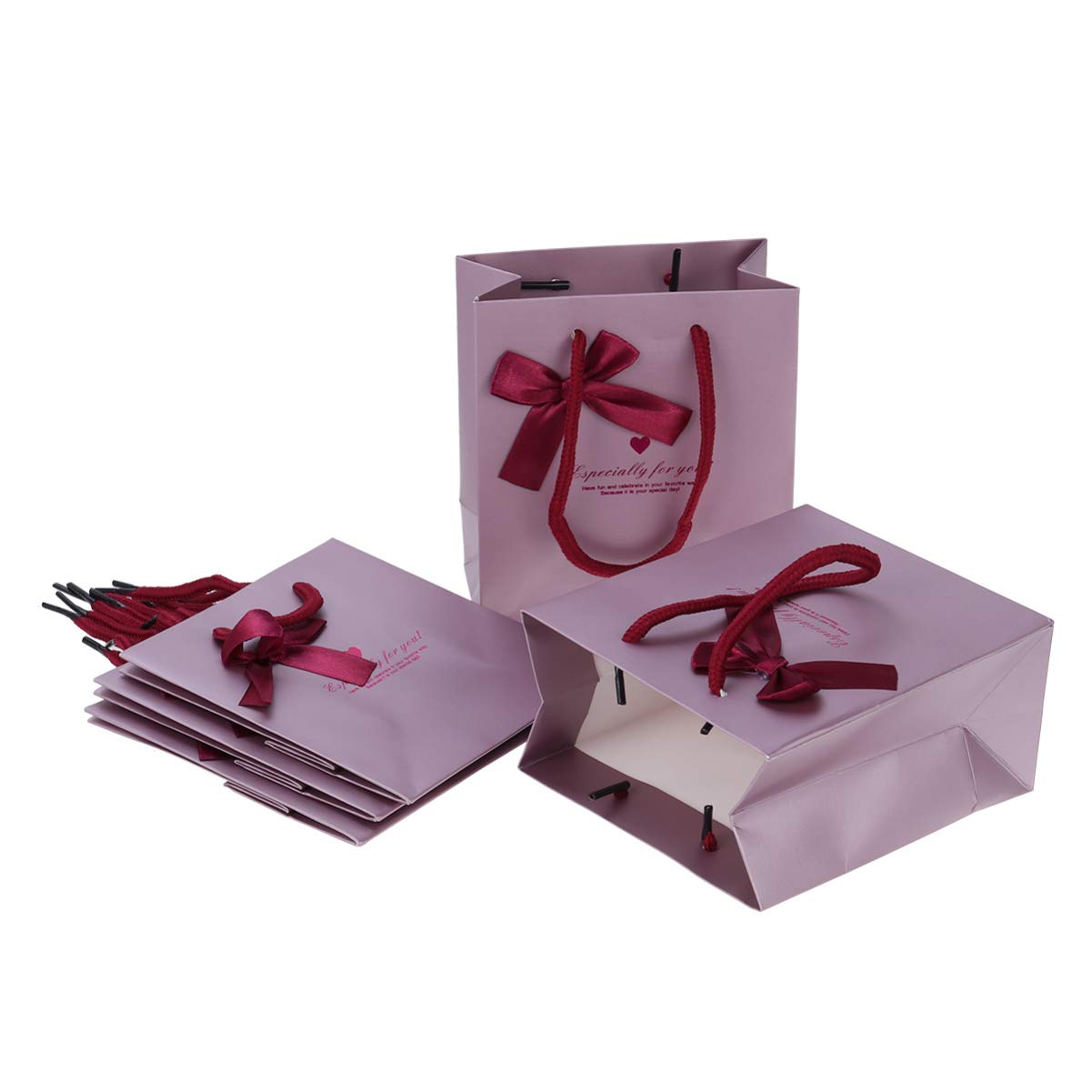 Veemoon 5PCS Lavender Gift Wrap Bags with Handles - Premium Cube Paper Shopping Bags for Boutique, Wedding Favors & Party Gifts | Perfect for Retail Packaging, Birthday Presents & Holiday Wrapping