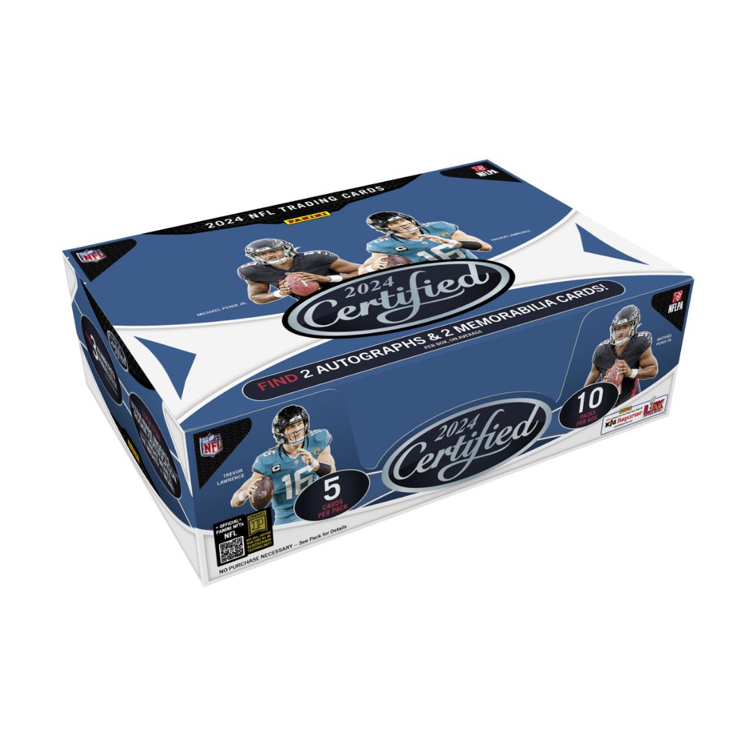 2024 Panini Certified Football Hobby Box - 24 Packs with Autographs & Memorabilia Cards - Perfect for Collectors, Investors & Fantasy Football Fans (Great for Gifts, Trading & Display)