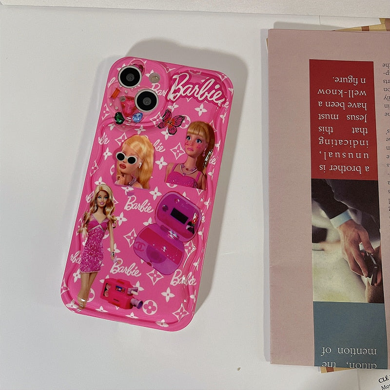 Barbie Cartoon Doll Silicone Phone Case for iPhone 13 Pro Max/12/11/XS/XR/14 Plus - Soft Anti-Slip Protective Cover with Airbag Shock Absorption - Perfect for Kids, Teens & Collectors (Gift Idea)