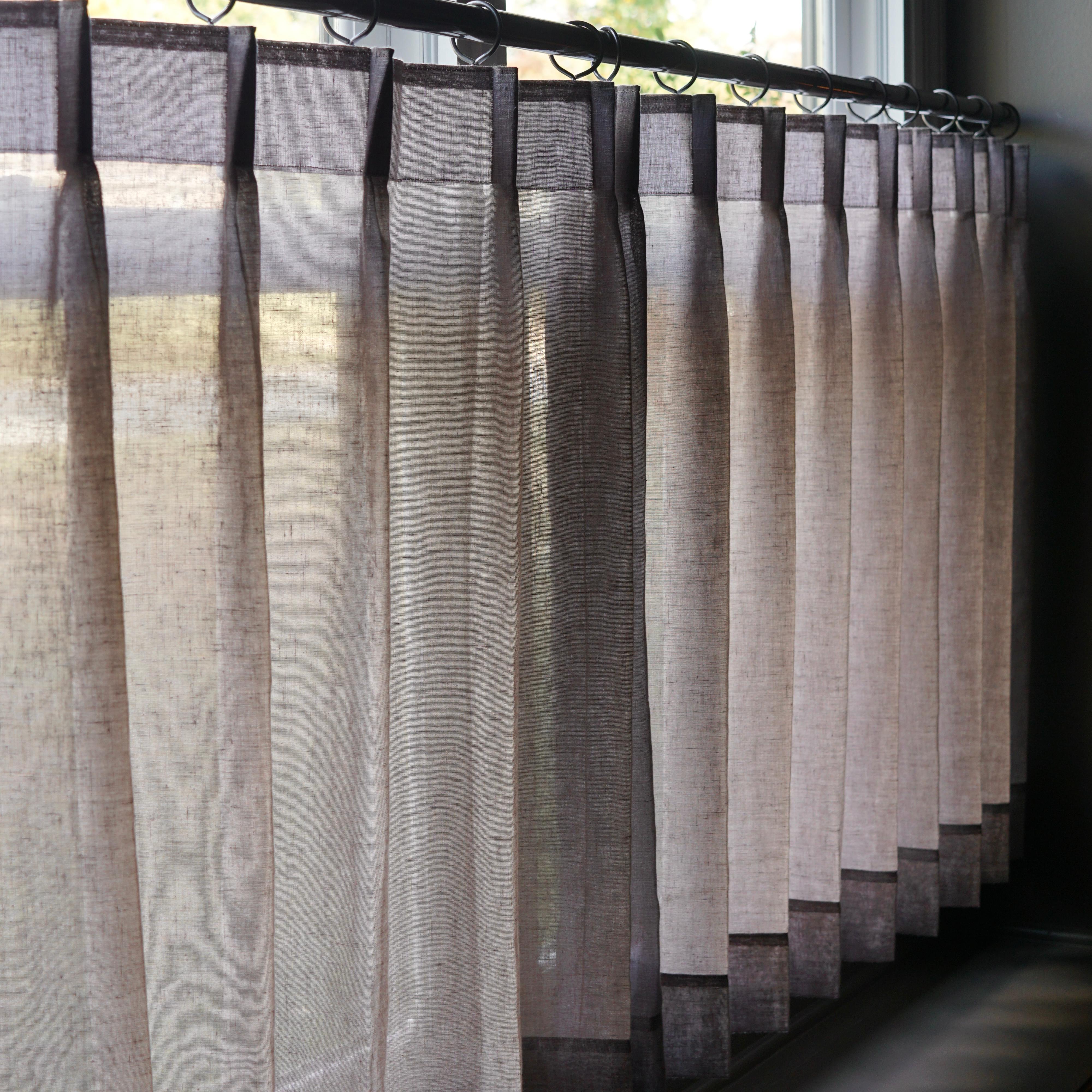 Bright White Cloud Linen Sheer Curtains - Natural Soft Breezy Custom Drapes with Pleated Design for Living Room & Bedroom Window Decor