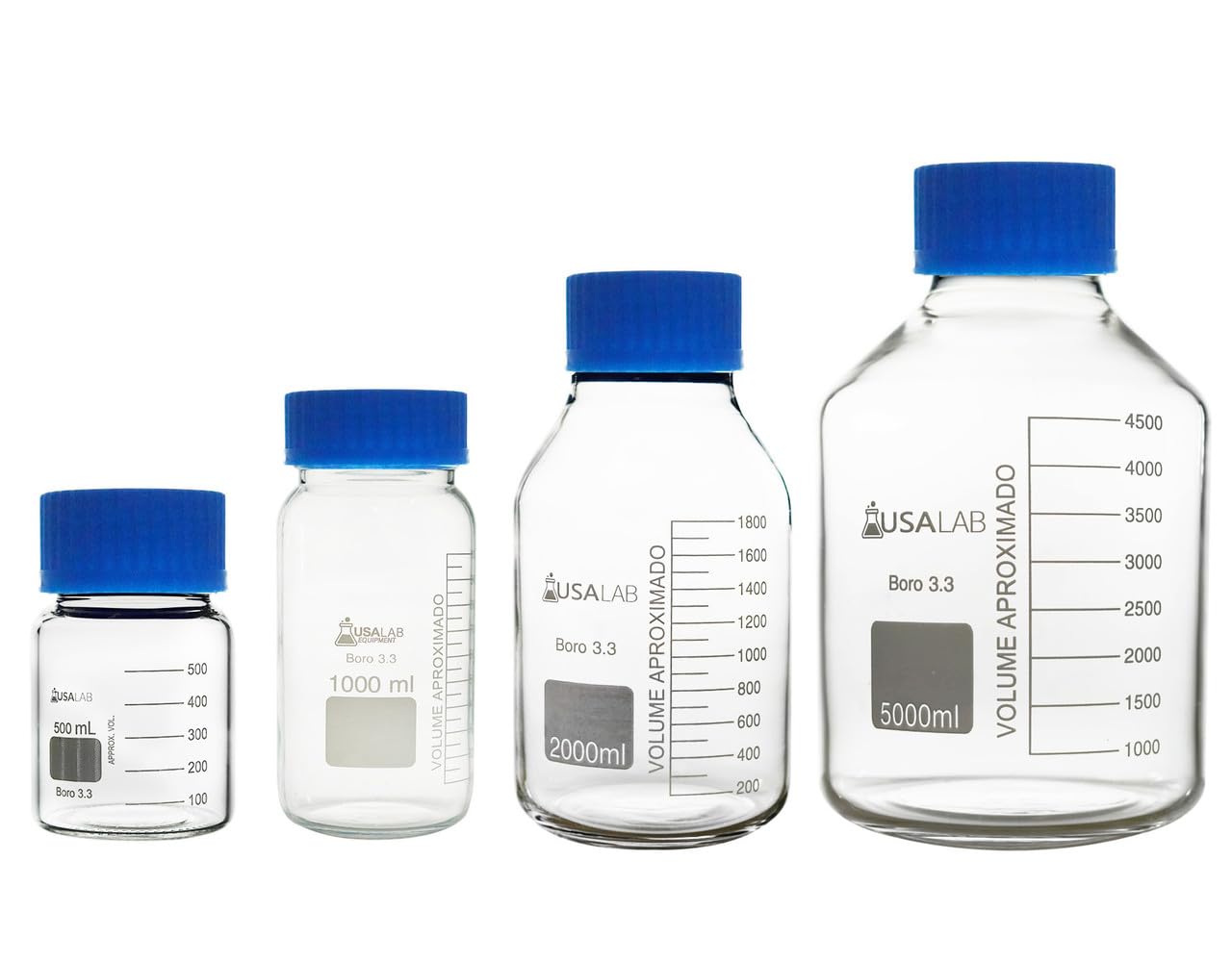 5000ml Clear Borosilicate Glass Media Bottle with GL80 Screw Cap - Wide Mouth Round Lab Bottle for Scientific Solutions, Chemical Storage & Solvent Containment | Perfect for Laboratory, Pharmacy & Research Use