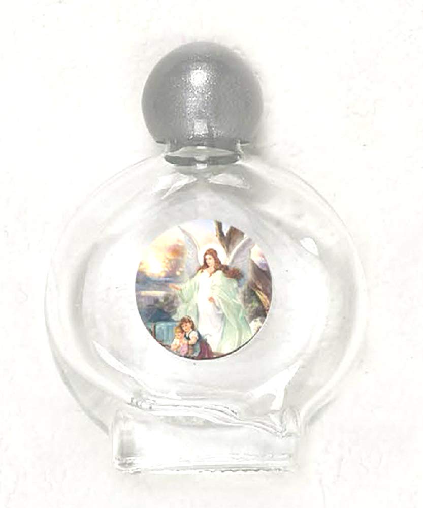 Guardian Angel Glass Holy Water Bottle - Portable Travel Size for Religious Ceremonies, Baptism, Prayer & Home Blessings