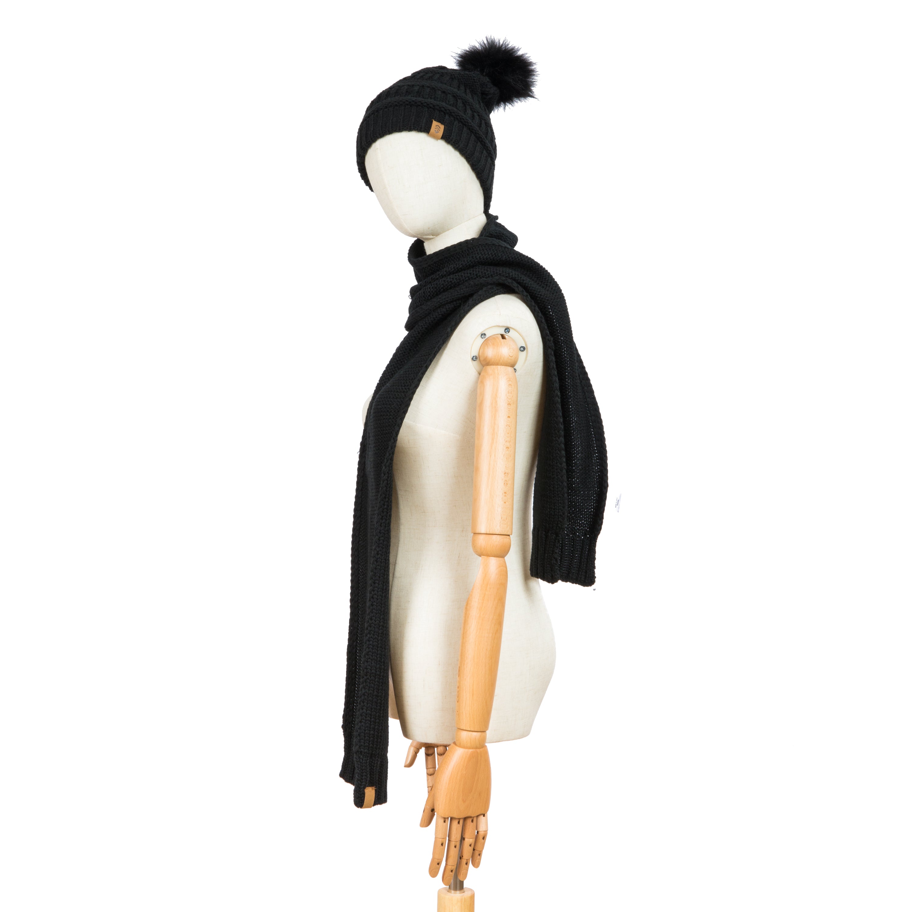 Free Country Women's Knit Scarf and Beanie Set - Black | Winter Accessories for Outdoor Activities & Cold Weather Fashion