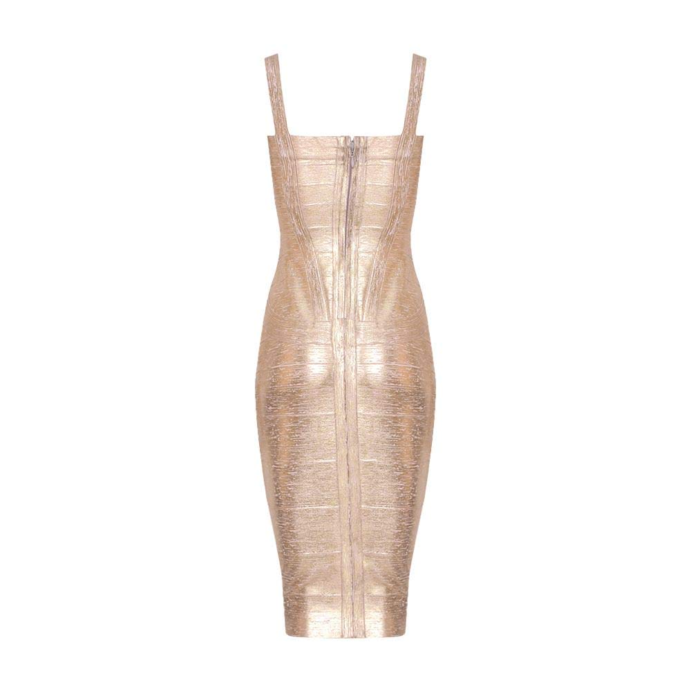 Sexy Midi-Calf Rayon Bandage Dress - Solid Color Spaghetti Strap Bodycon Dress for Women | Perfect for Night Out, Club Party & Date Night | Flattering Figure-Hugging Design