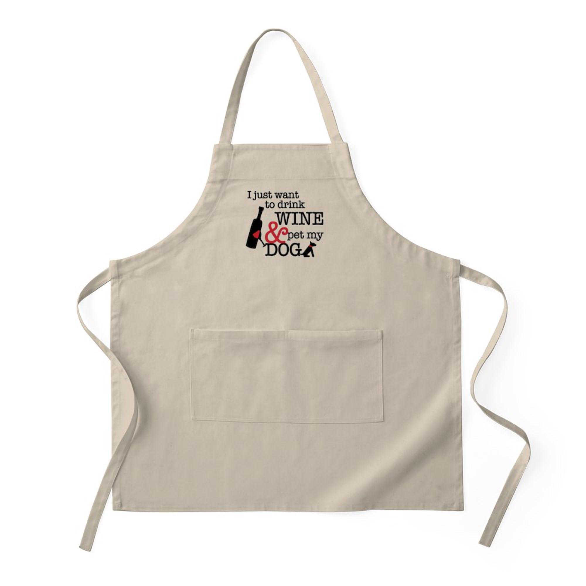 Wine and Dog Lover's Kitchen Apron with Pockets - BBQ Grilling & Baking Apron for Cooking Enthusiasts - Perfect for Home Chefs, Outdoor Barbecues, and Holiday Gift Giving