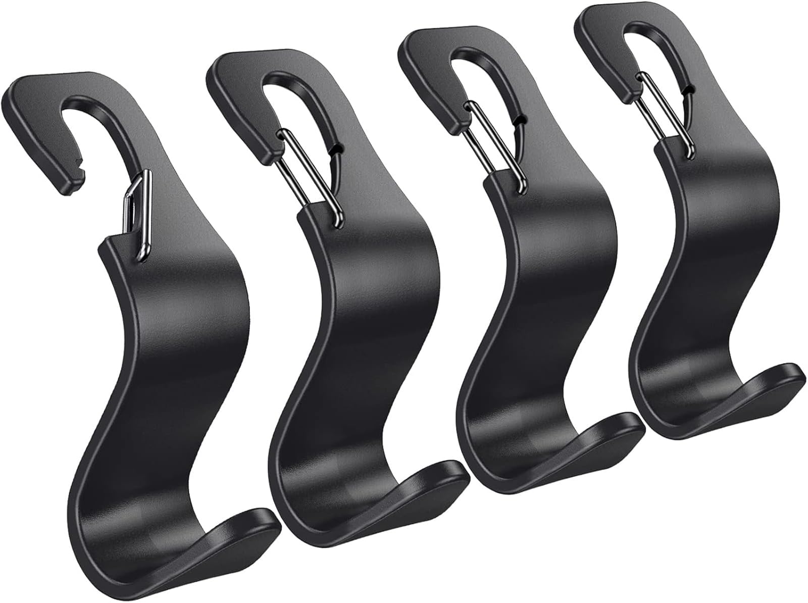 Car Seat Headrest Hooks with Quick-Release Clip - 4 Pack Heavy Duty Bag Hangers for Purses, Groceries, Backpacks & Jackets - Perfect for Road Trips, Shopping & Daily Commute