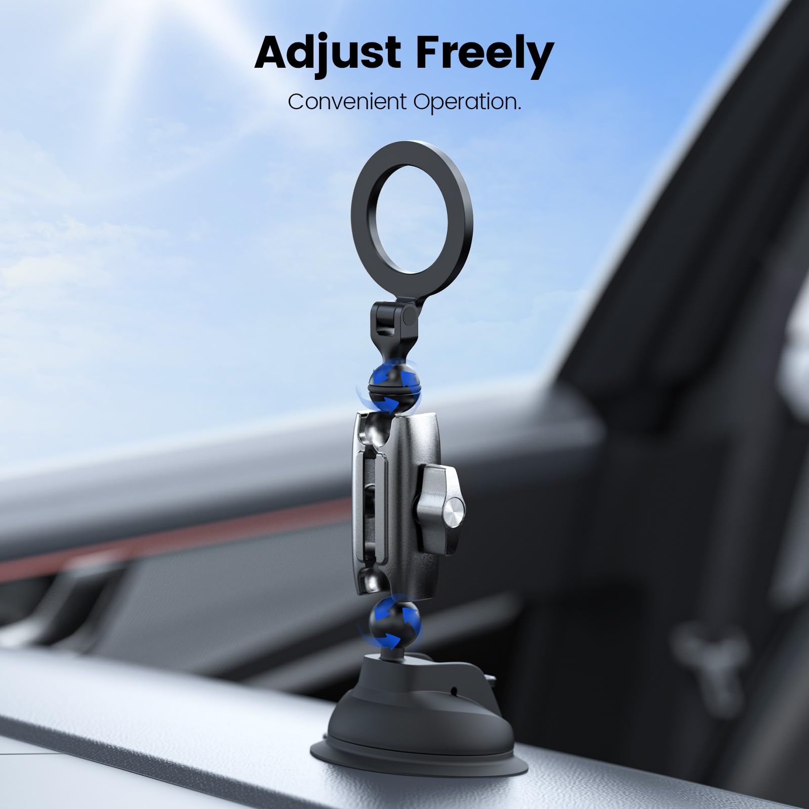 Telesin Magnetic Car Phone Holder with Suction Cup - 360° Adjustable Dashboard, Windshield & Vent Mount for iPhone, Samsung & Android - Perfect for Hands-Free Driving & GPS Navigation