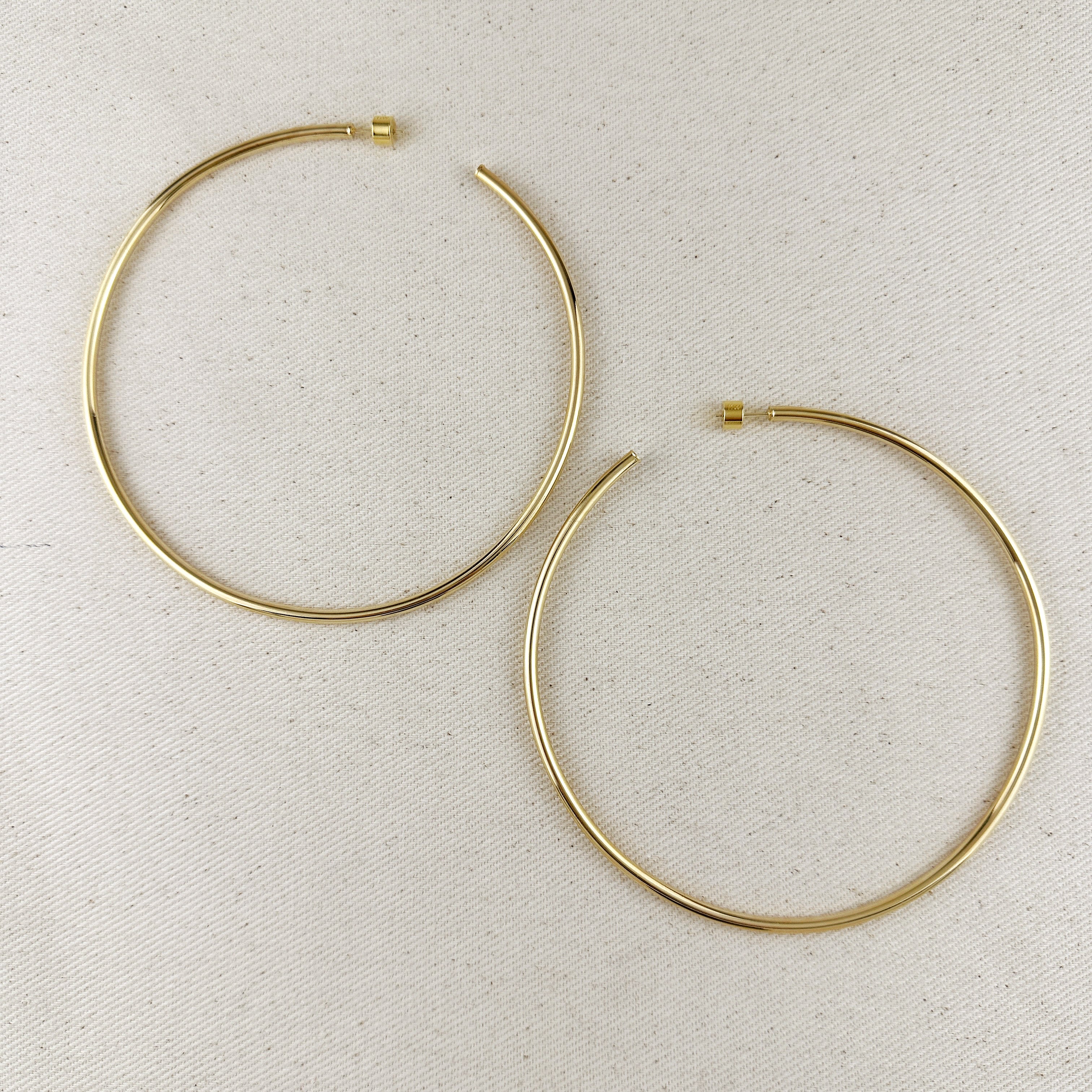 18K Gold Filled 105mm New Wave Hoop Earrings for Women - Trendy Boho Chic Jewelry for Everyday Wear & Special Occasions