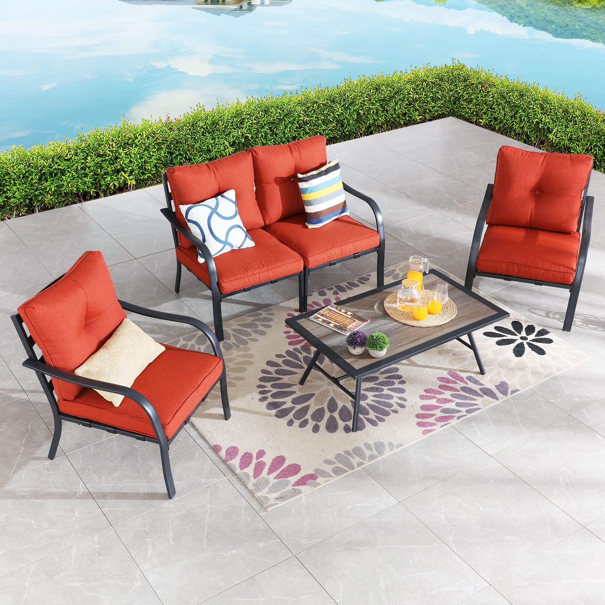 **PatioFestival 5-Piece Outdoor Metal Conversation Set with 4.7