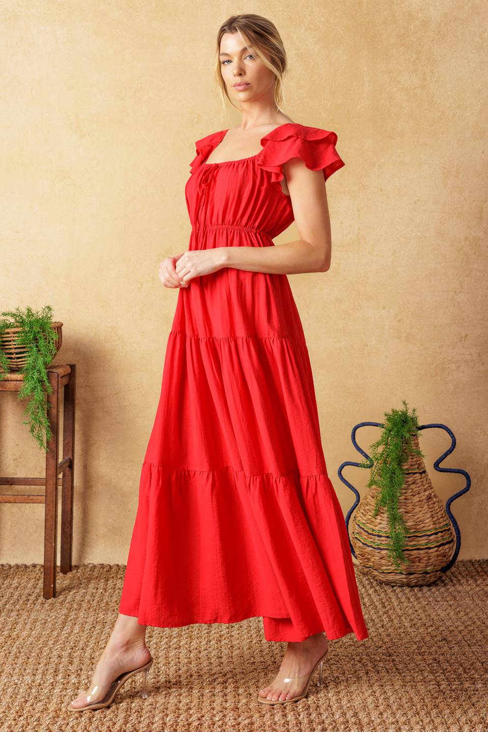 Stylish GET WITH IT Woven Midi Dress for Women - Perfect for Office Wear, Date Nights & Summer Outfits