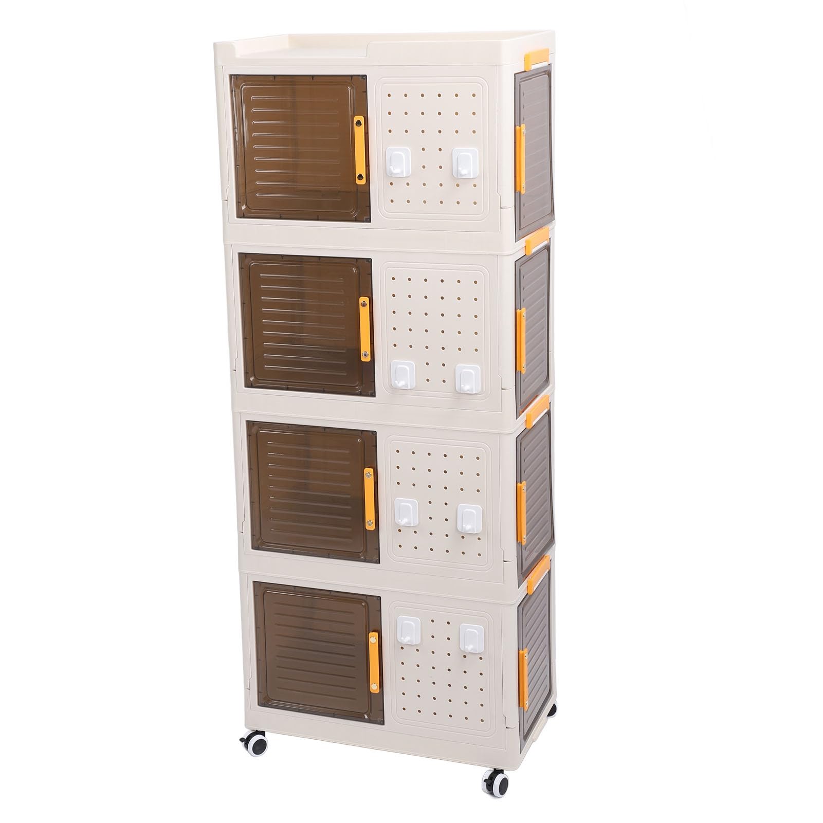 4-Tier Stackable PP Closet Organizer - Thickened & Portable Storage Bins for Snacks, Books & Home Organization | Perfect for Bedroom, Living Room & Office Use