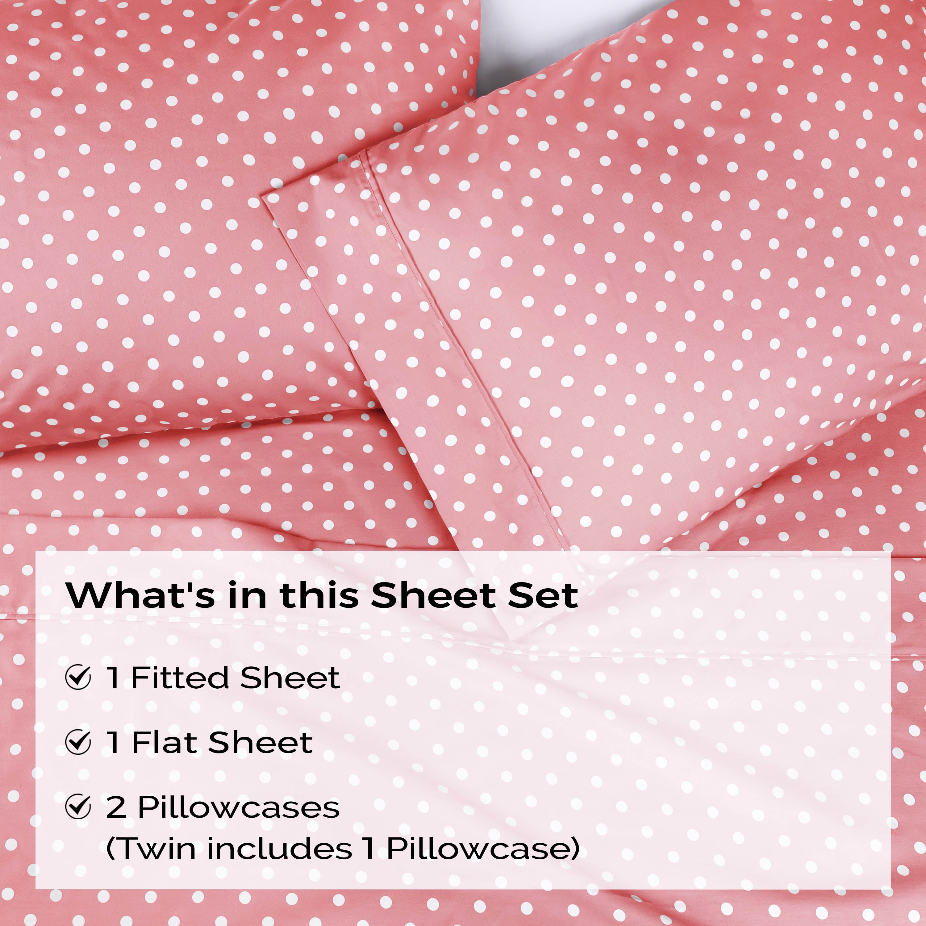 Polka Dot 600 Thread Count Cotton Blend Deep Pocket Sheet Set - Queen Size Bed Sheets for Comfortable Sleep - Perfect for Master Bedroom, Guest Room & Dorm