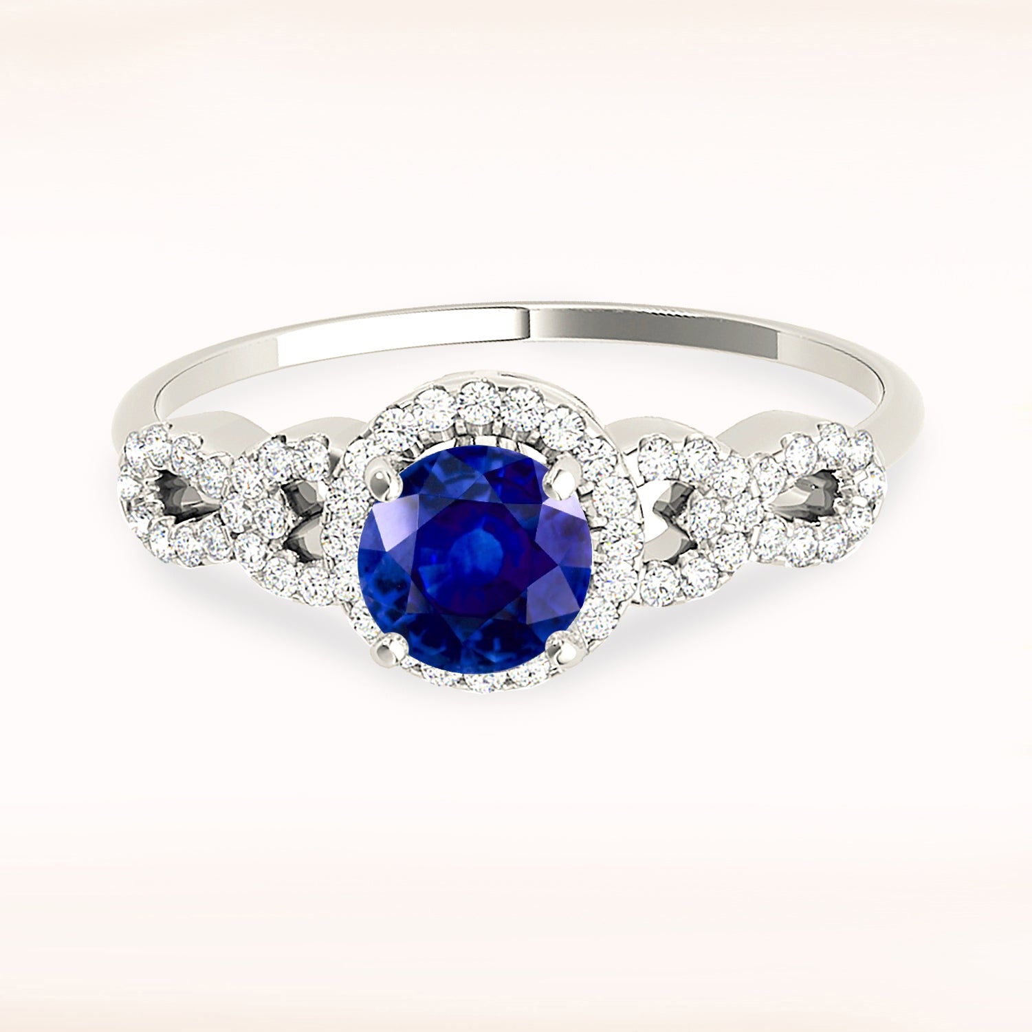 1.35 Carat Genuine Blue Sapphire Engagement Ring - Halo Setting with Diamond Accents - Perfect for Wedding, Anniversary & Special Occasion Gifts