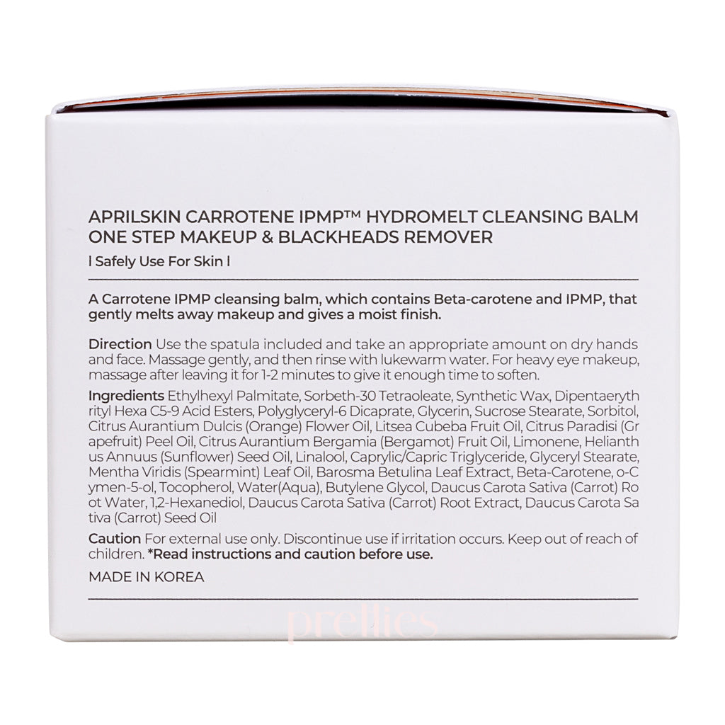 Aprilskin Carrotene IPMP Hydromelt Cleansing Balm 90ml - Gentle Makeup Remover & Deep Pore Cleanser for Dry & Sensitive Skin | Perfect for Daily Skincare Routine & Travel Essentials