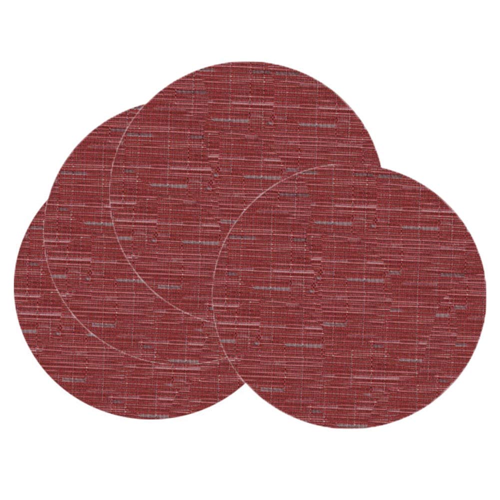 Round Woven Placemats Set of 4 - 13.8 Inch Non-Slip Washable Table Mats for Christmas, Home, Wedding & Party Decor - Burgundy - Perfect for Holiday Dinners, Family Gatherings and Special Occasions