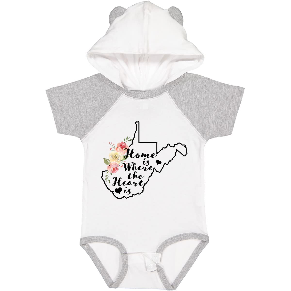 Inktastic West Virginia Home is Where The Heart is Watercolor Baby Bodysuit - Soft Cotton Infant Onesie for Newborns & Toddlers - Perfect for Family Photos, Holidays & Gifts
